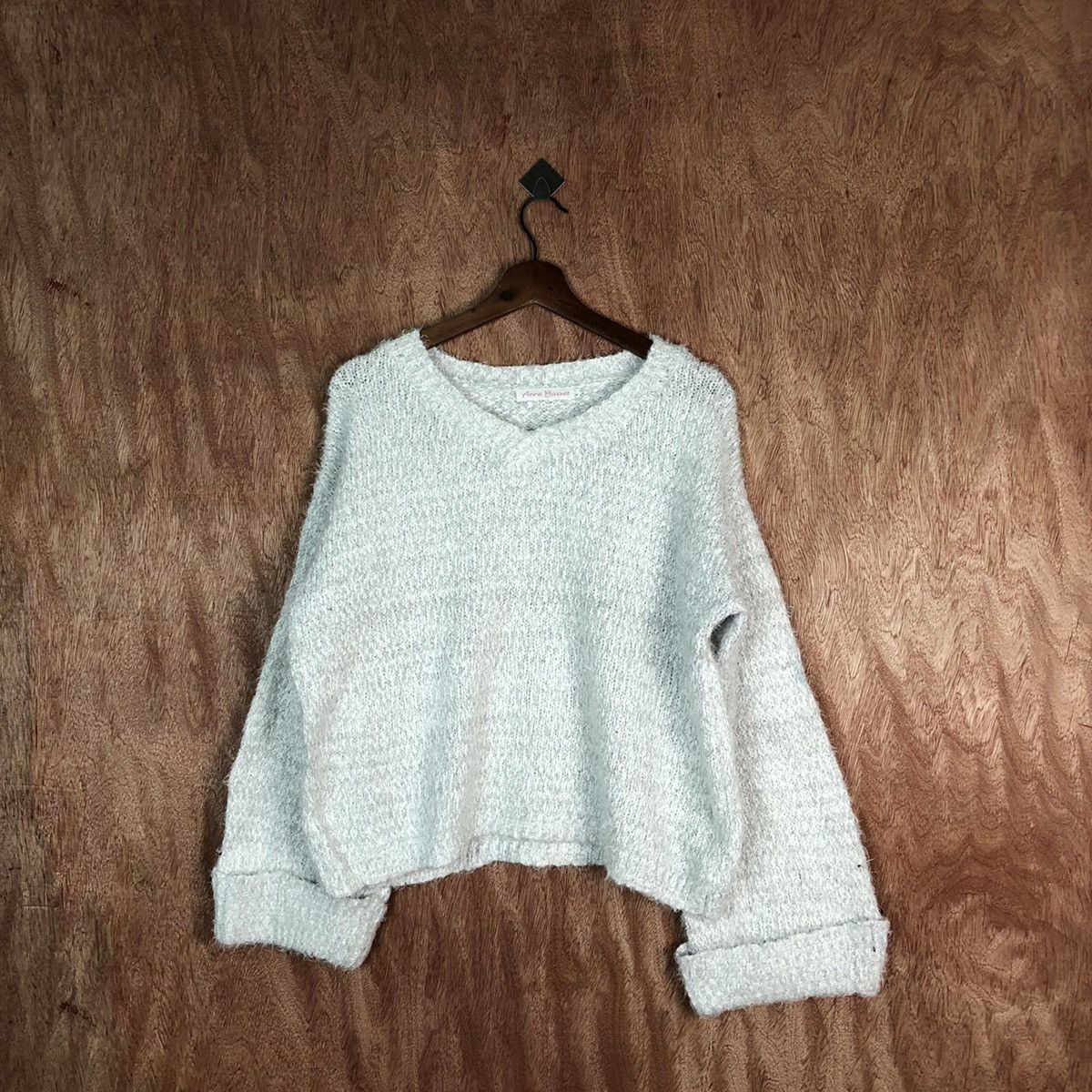 image of Anne Basket White Shag Shaggy Fur Mohair Knitwear 6605, Men's (Size Large)