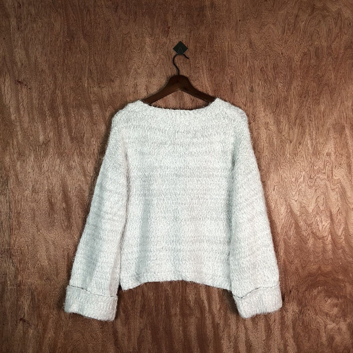 Japanese Brand Anne Basket White Shag Shaggy Fur Mohair Knitwear #6605 Size US L / EU 52-54 / 3 - 9 Thumbnail