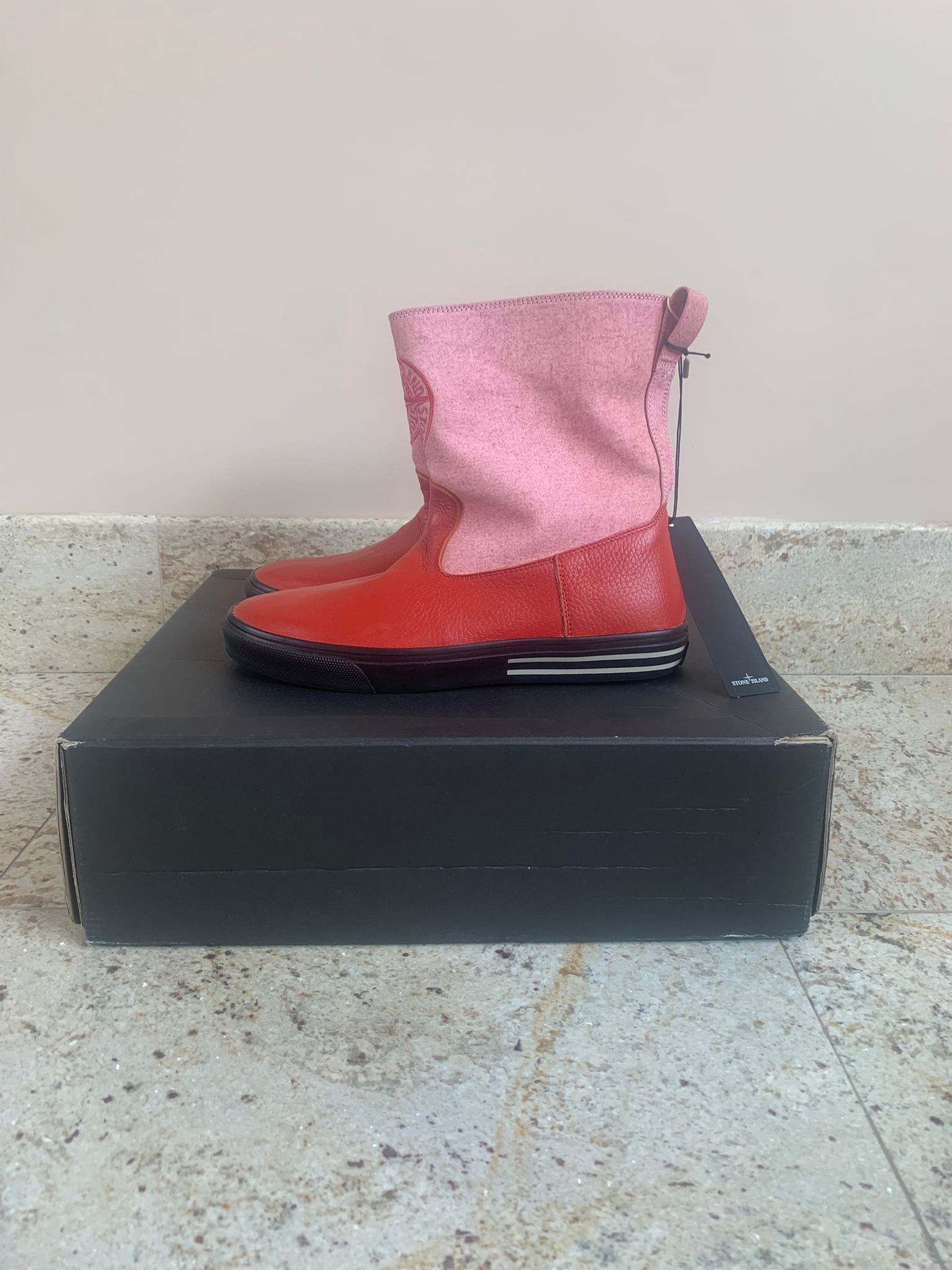 image of Stone Island Mid Top Boots In Red, Men's (Size 8)