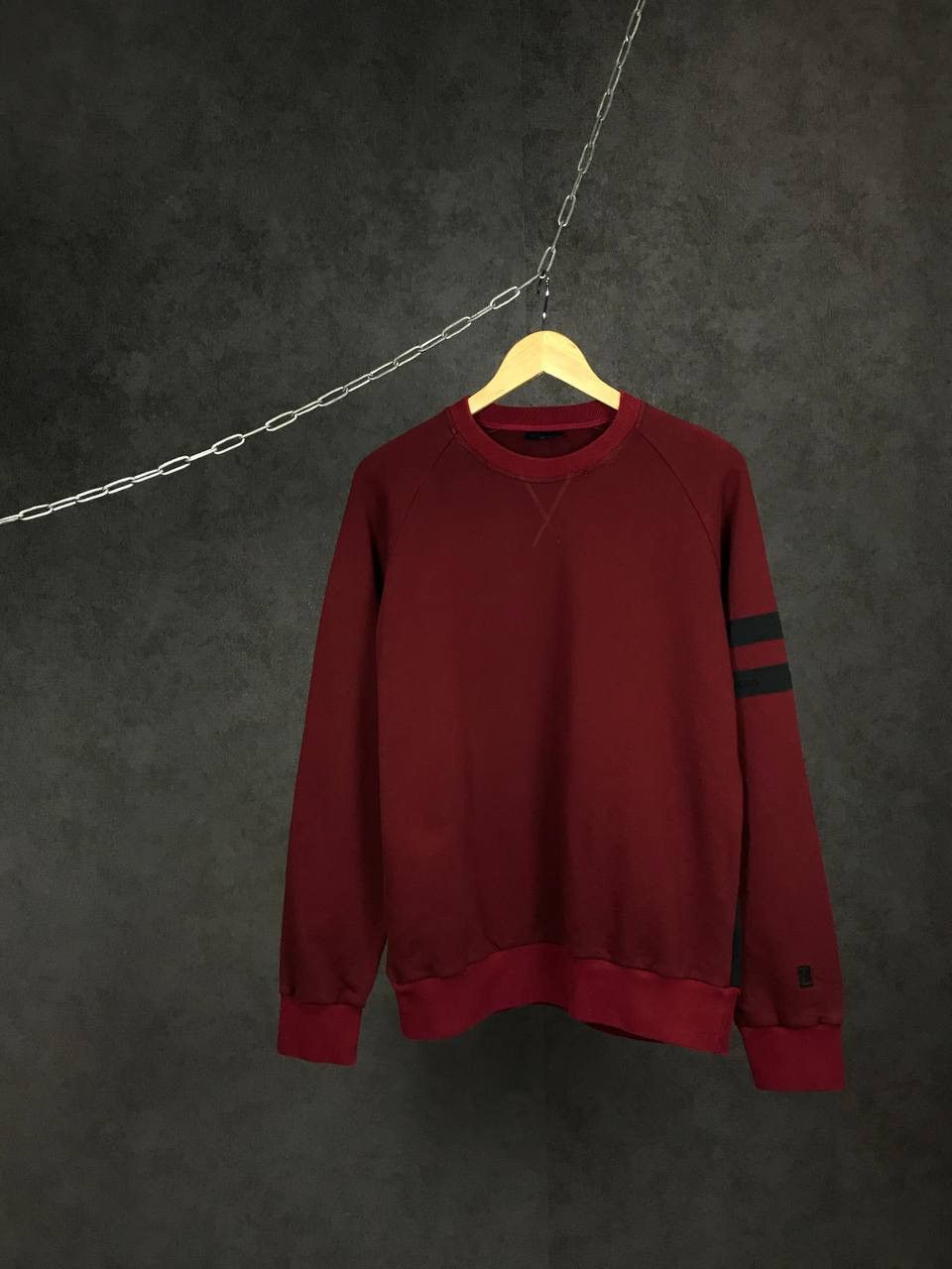 image of Lanvin Luxury Street Fashion Distressed Sweatshirt in Bordeaux, Men's (Size Small)