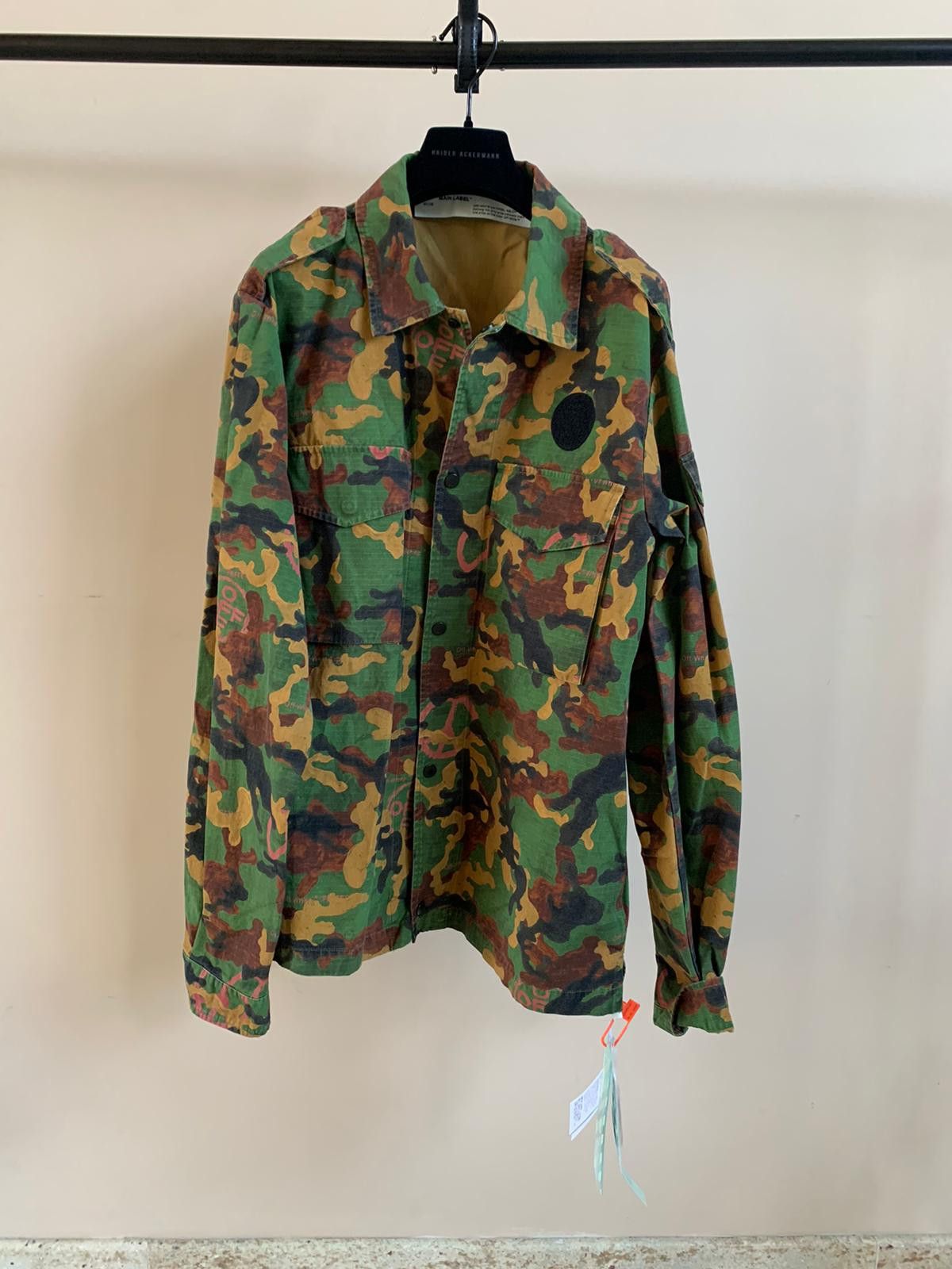 image of Off White Camo Military Shirt All Over In Camo, Men's (Size Small)