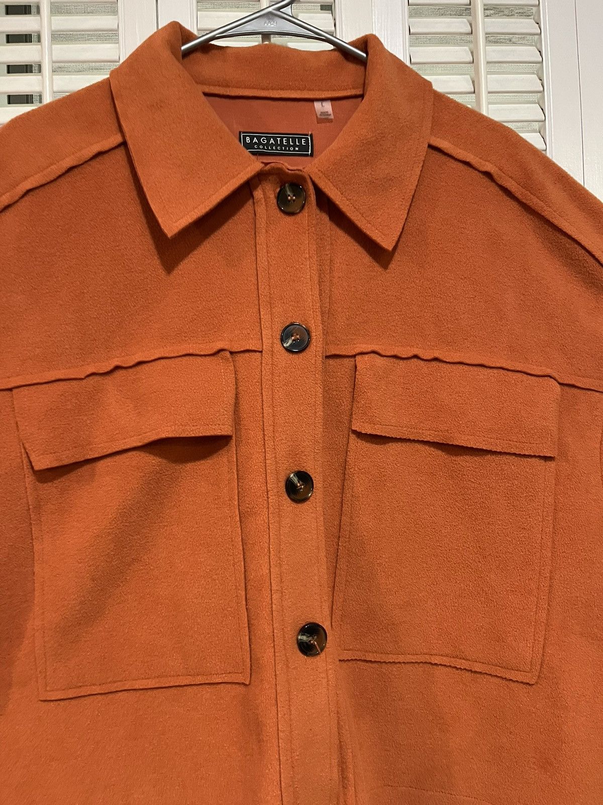Designer × Vintage Womens Bagatelle Cropped Wide Pocket Shirt Jacket Suede Size L / US 10 / IT 46 - 3 Thumbnail