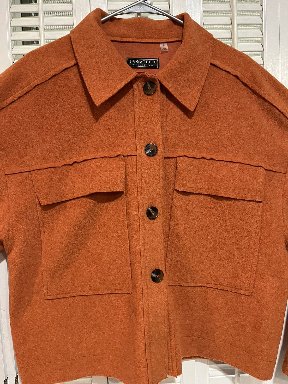 Designer × Vintage Womens Bagatelle Cropped Wide Pocket Shirt Jacket Suede Size L / US 10 / IT 46 - 6 Thumbnail
