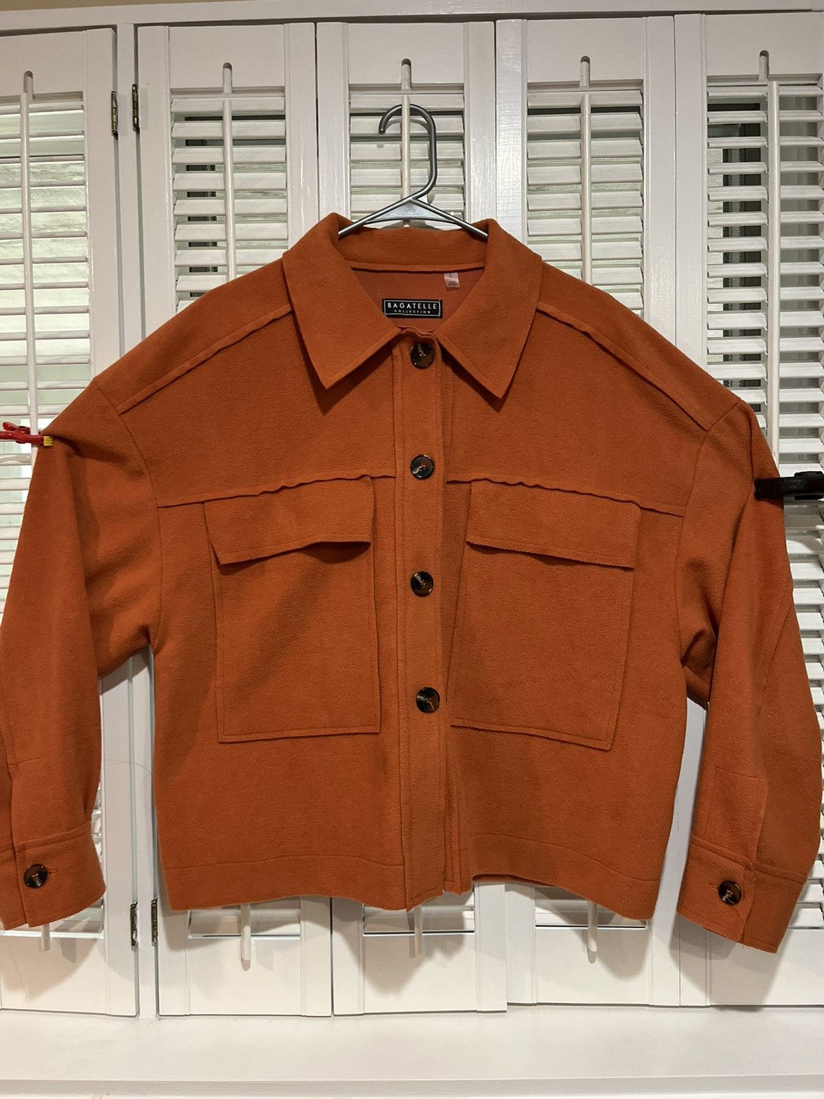 Designer × Vintage Womens Bagatelle Cropped Wide Pocket Shirt Jacket Suede Size L / US 10 / IT 46 - 1 Thumbnail
