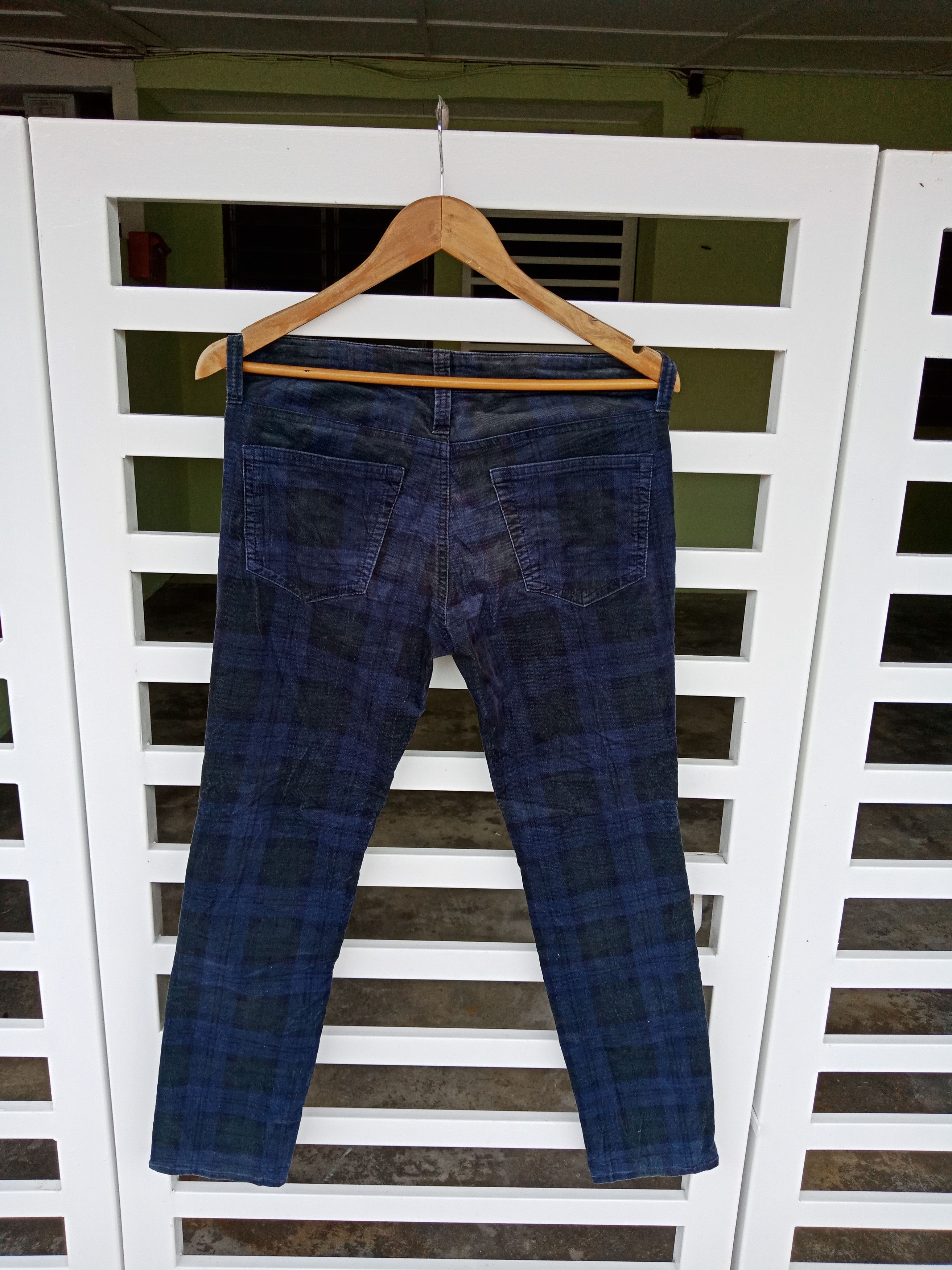 image of Hysteric Glamour x Seditionaries Letter Back Number Tartan Checker Bondage Punks Pants in Blue/Gree