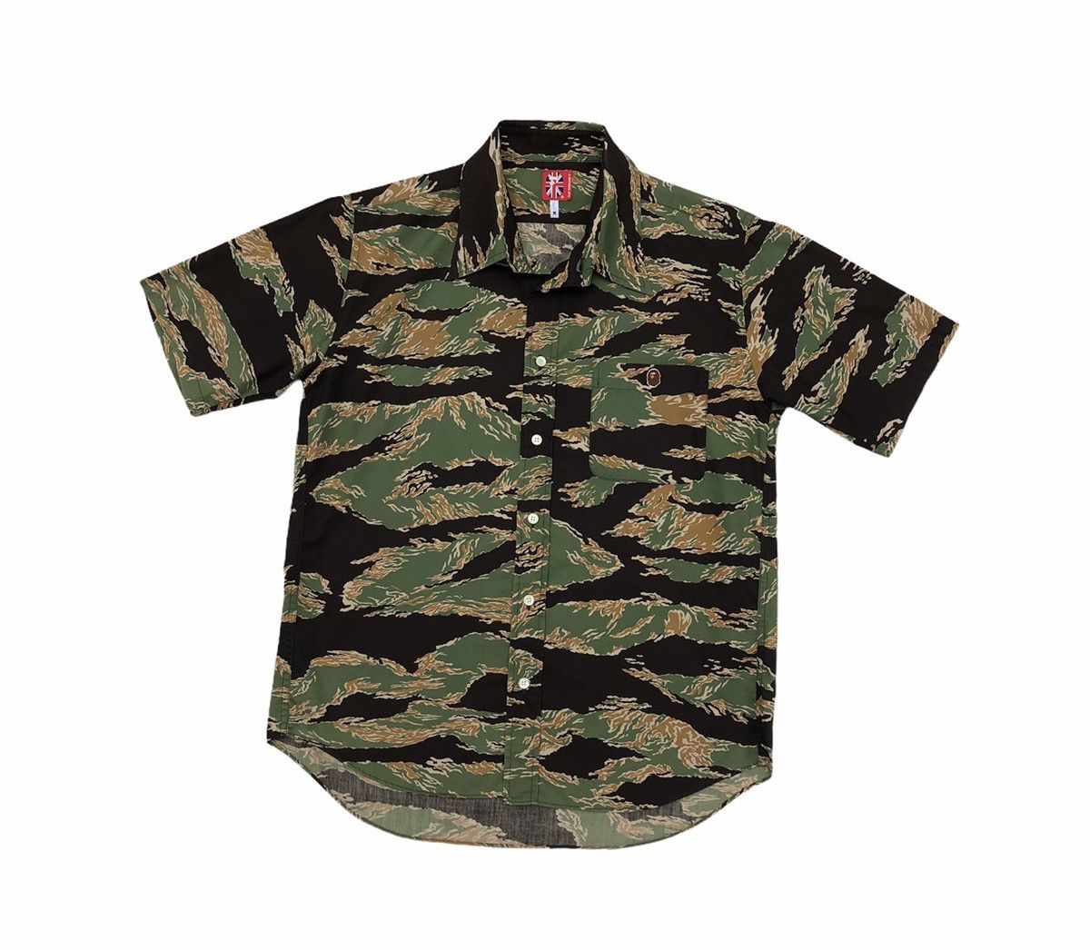 Bape Tiger Camo Button Up S/S Shirt Size US M / EU 48-50 / 2 - 2 Thumbnail
