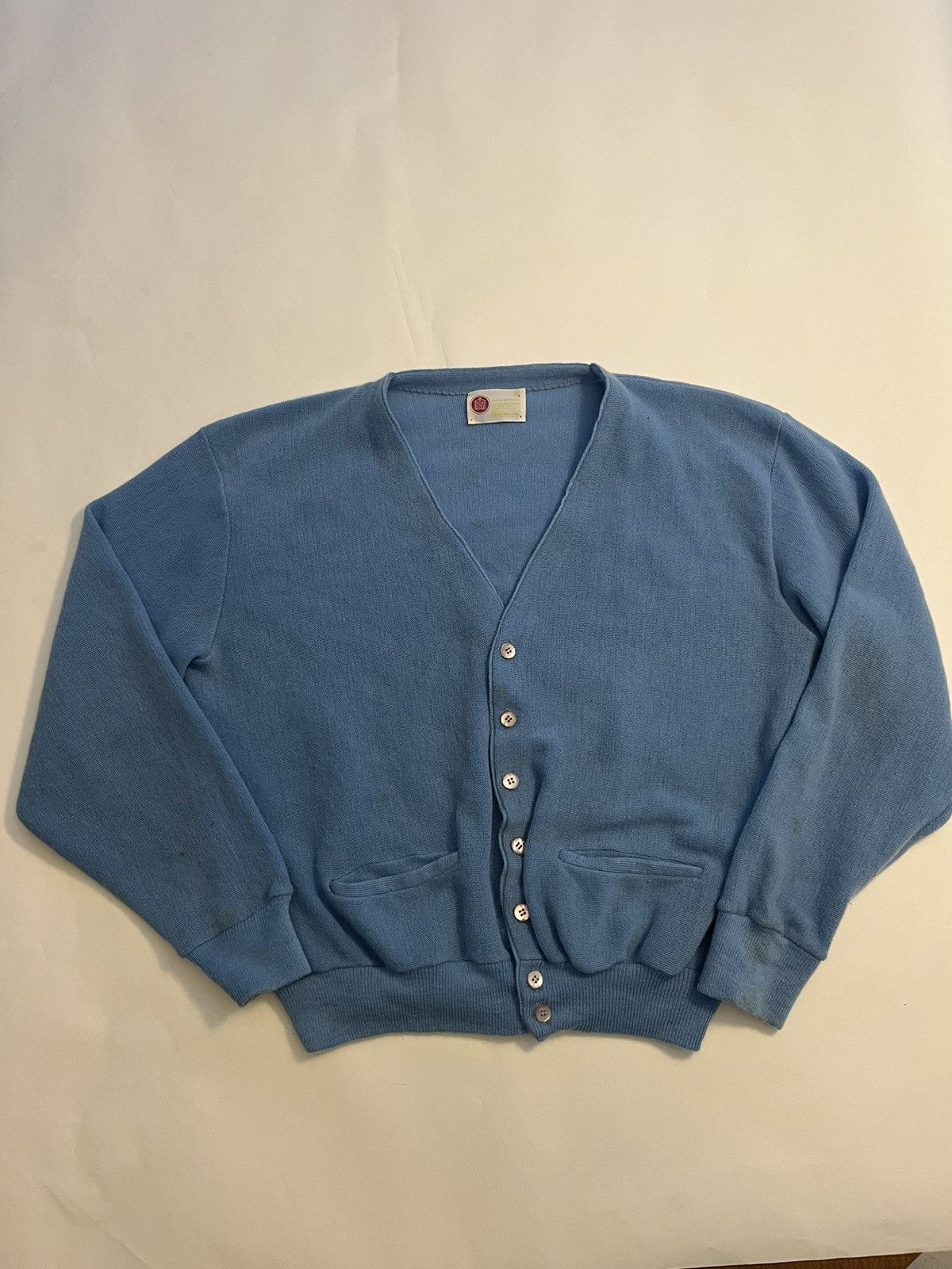 Image of Crazy Vintage Cardigan Essential Baby Blue Unique Cropped, Men's (Size XL)