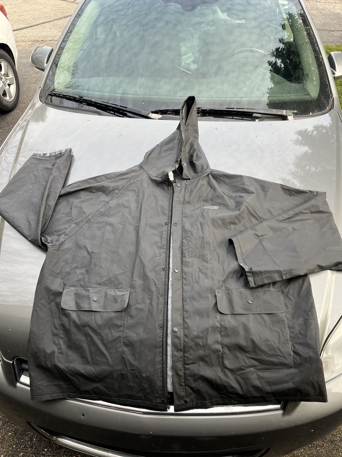 Vintage Vintage Heavy Duty Black Button Rain Coat Size US XXL / EU 58 / 5 - 2 Thumbnail