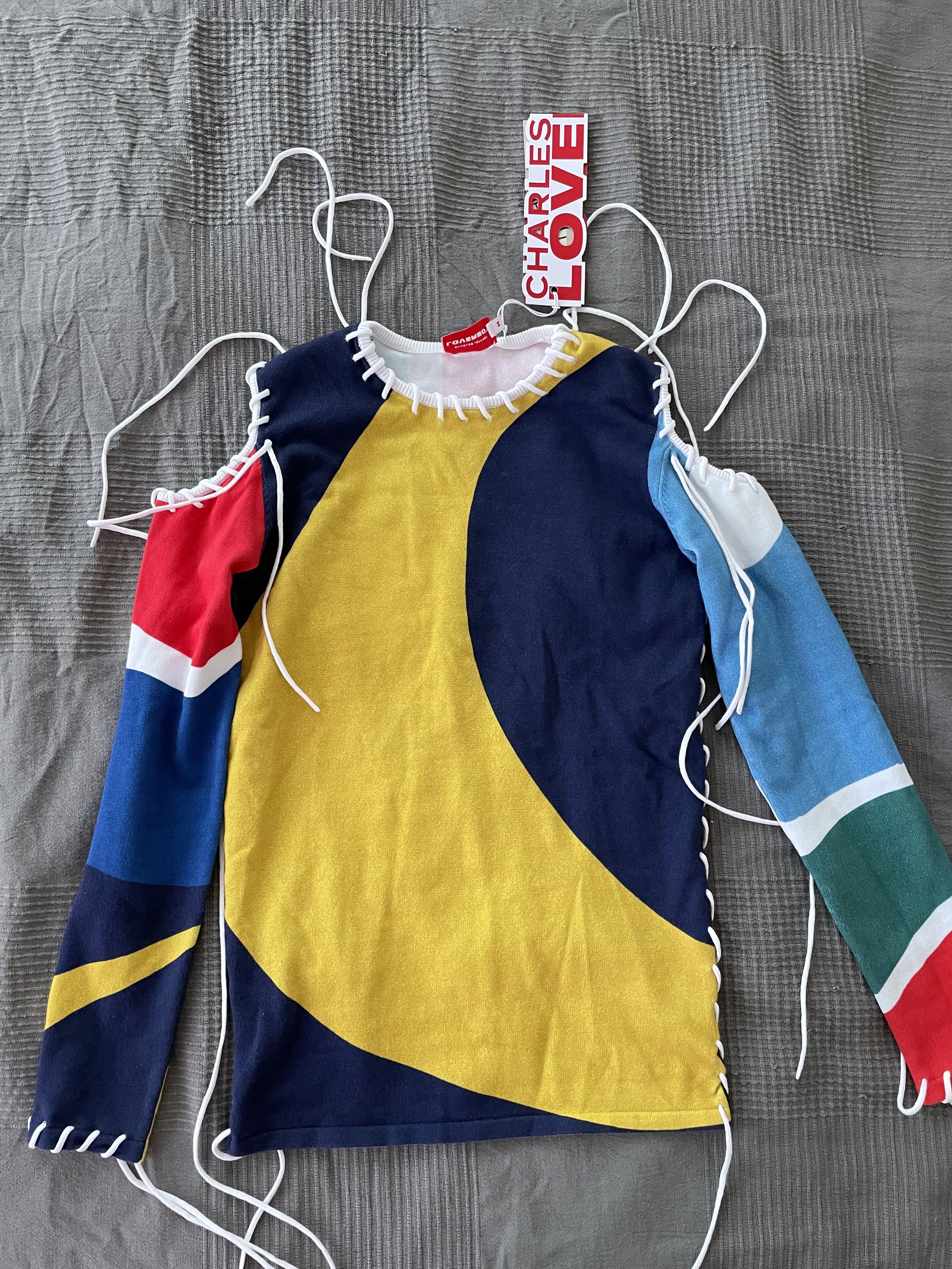 image of Charles Jeffrey Loverboy Flag Cold-Shoulder Sweater Fw21, Men's (Size Medium)