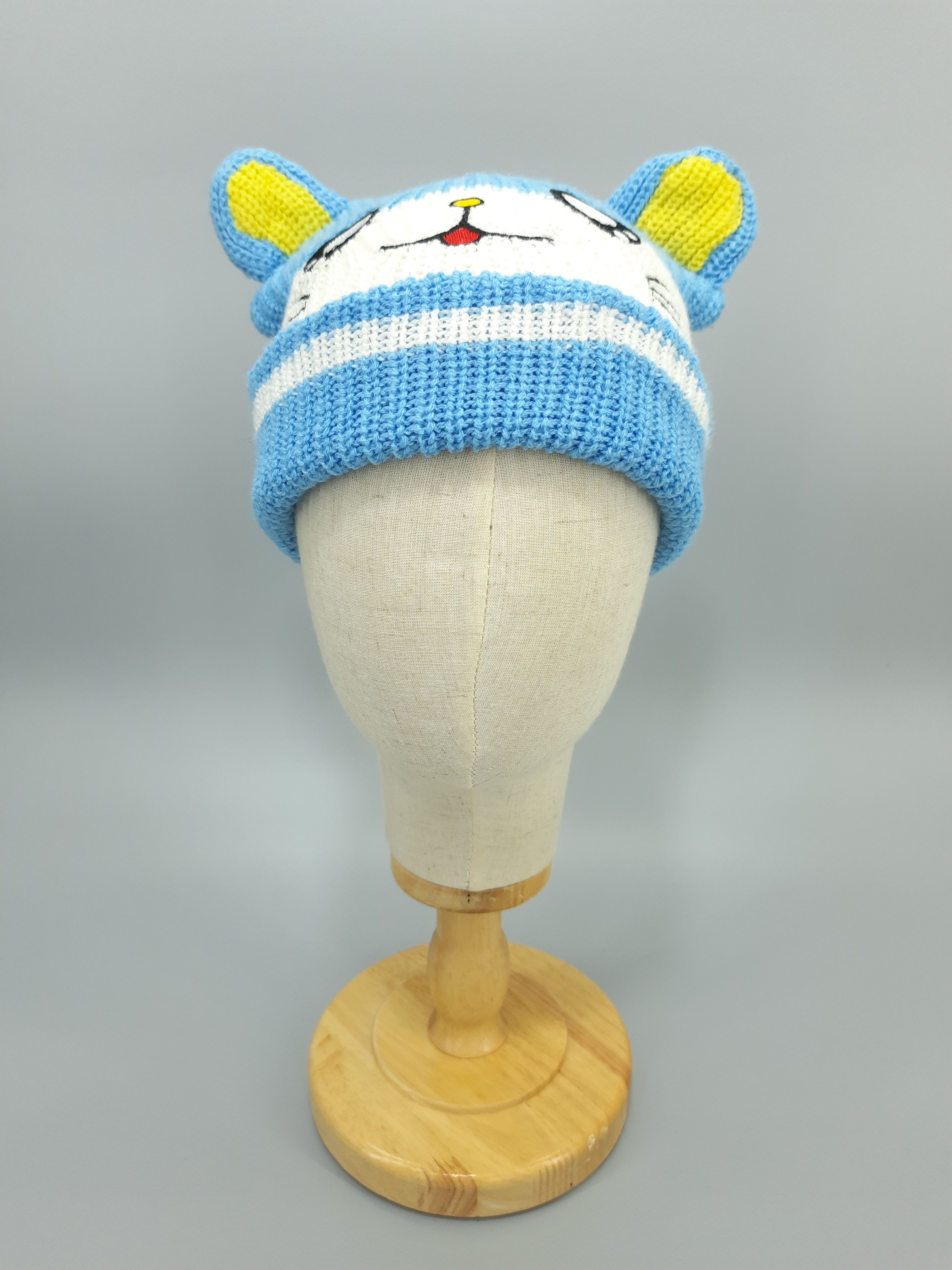 Handmade × Japanese Brand × Vintage Handmade knitted Cat Face Beanie Hat-BN185 Size ONE SIZE - 1 Thumbnail