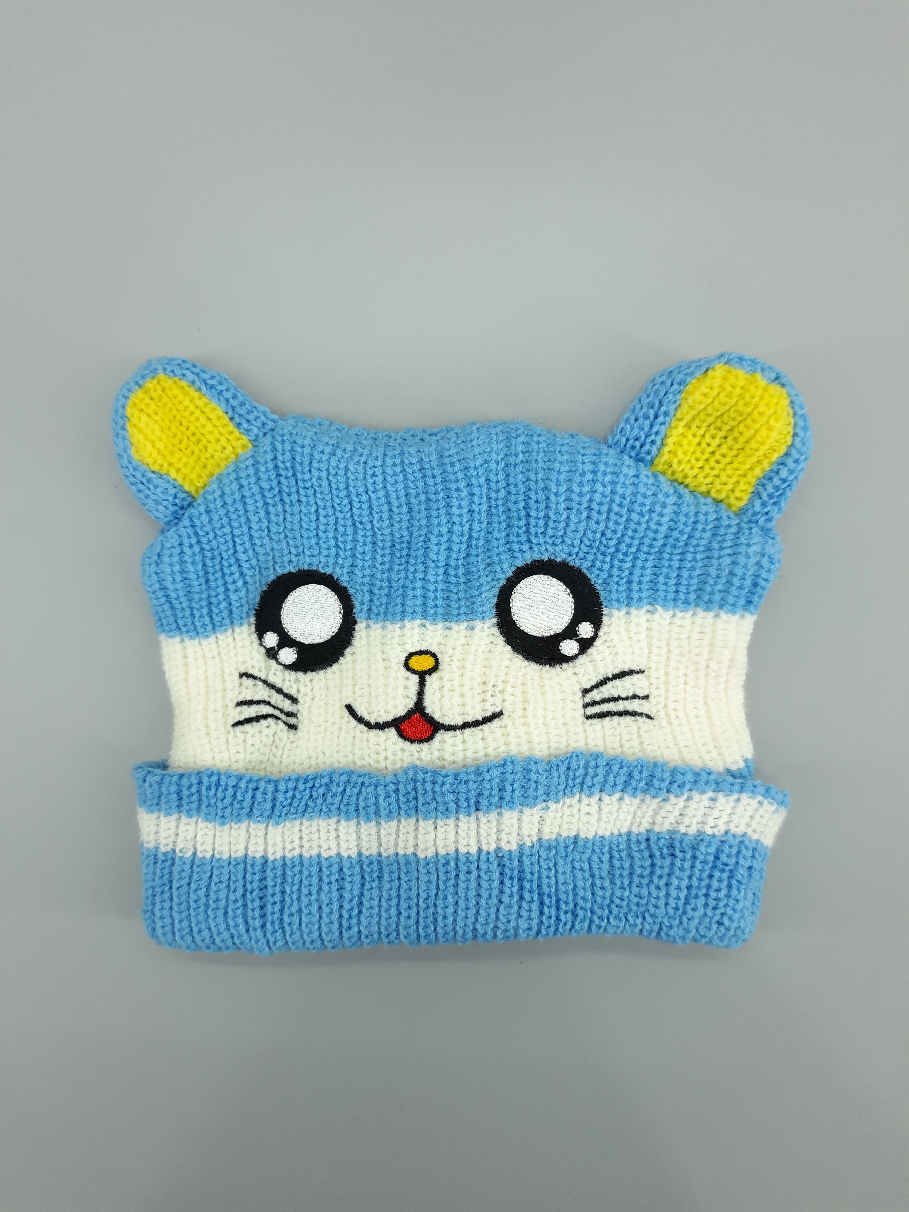 Handmade × Japanese Brand × Vintage Handmade knitted Cat Face Beanie Hat-BN185 Size ONE SIZE - 3 Thumbnail