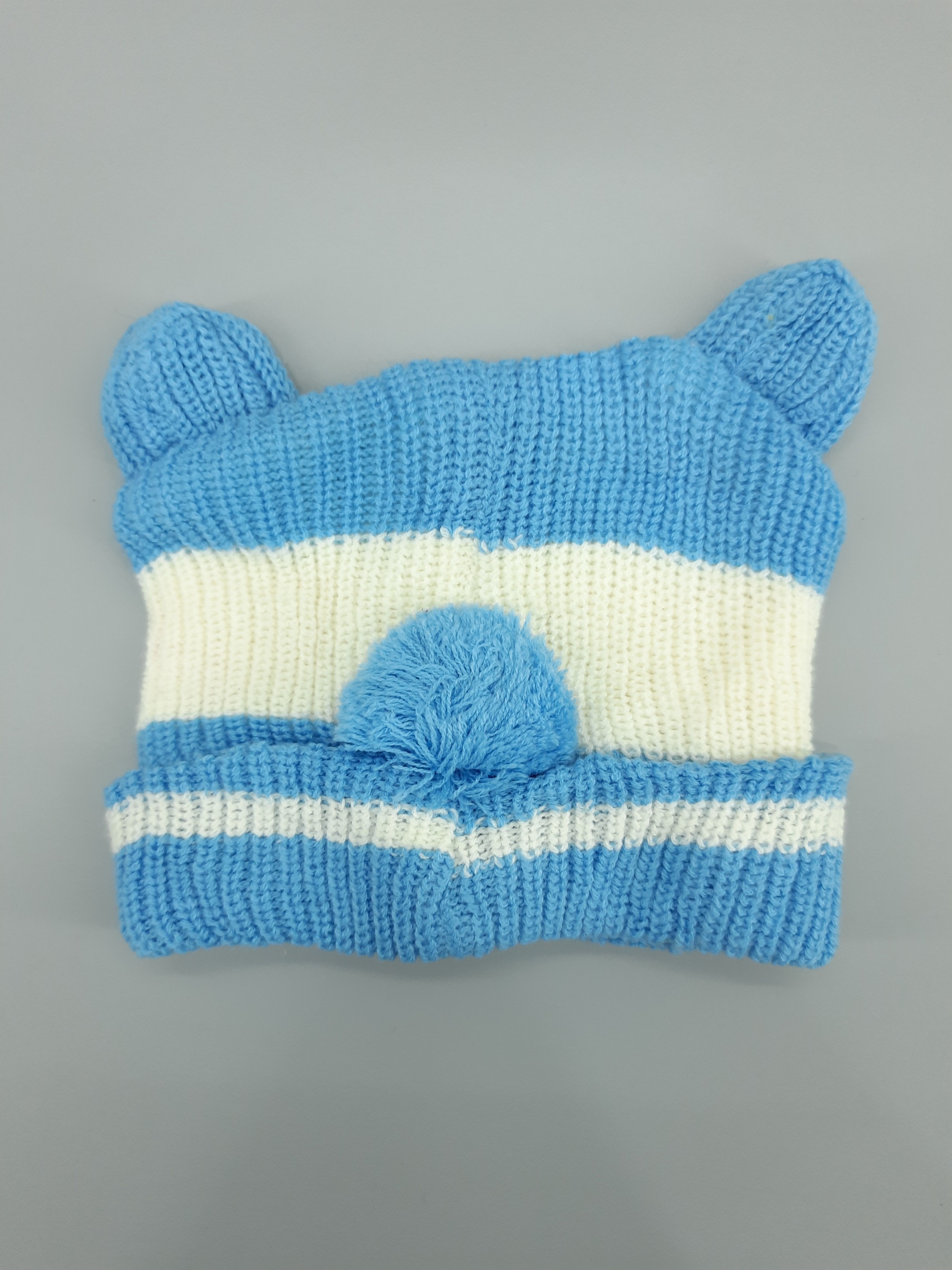 Handmade × Japanese Brand × Vintage Handmade knitted Cat Face Beanie Hat-BN185 Size ONE SIZE - 4 Thumbnail