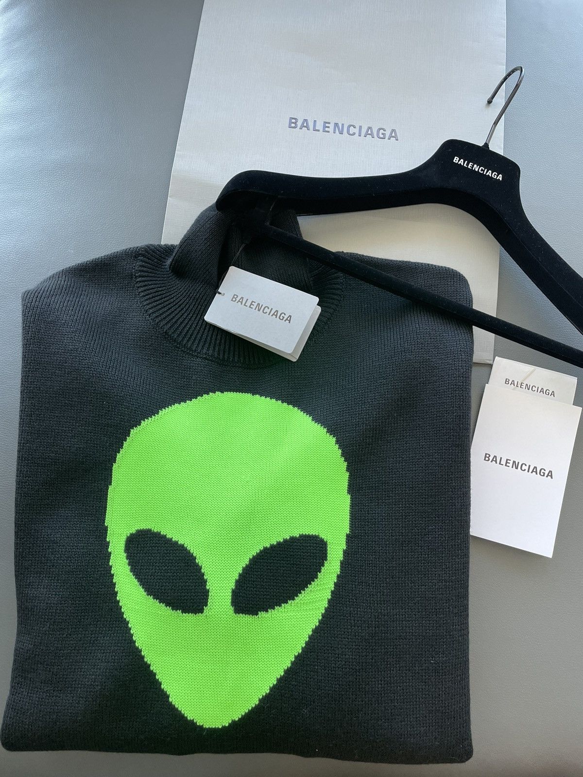 image of Balenciaga Super Runway Alien Hello From The Other Side Sweater in Black, Men's (Size 2XL)