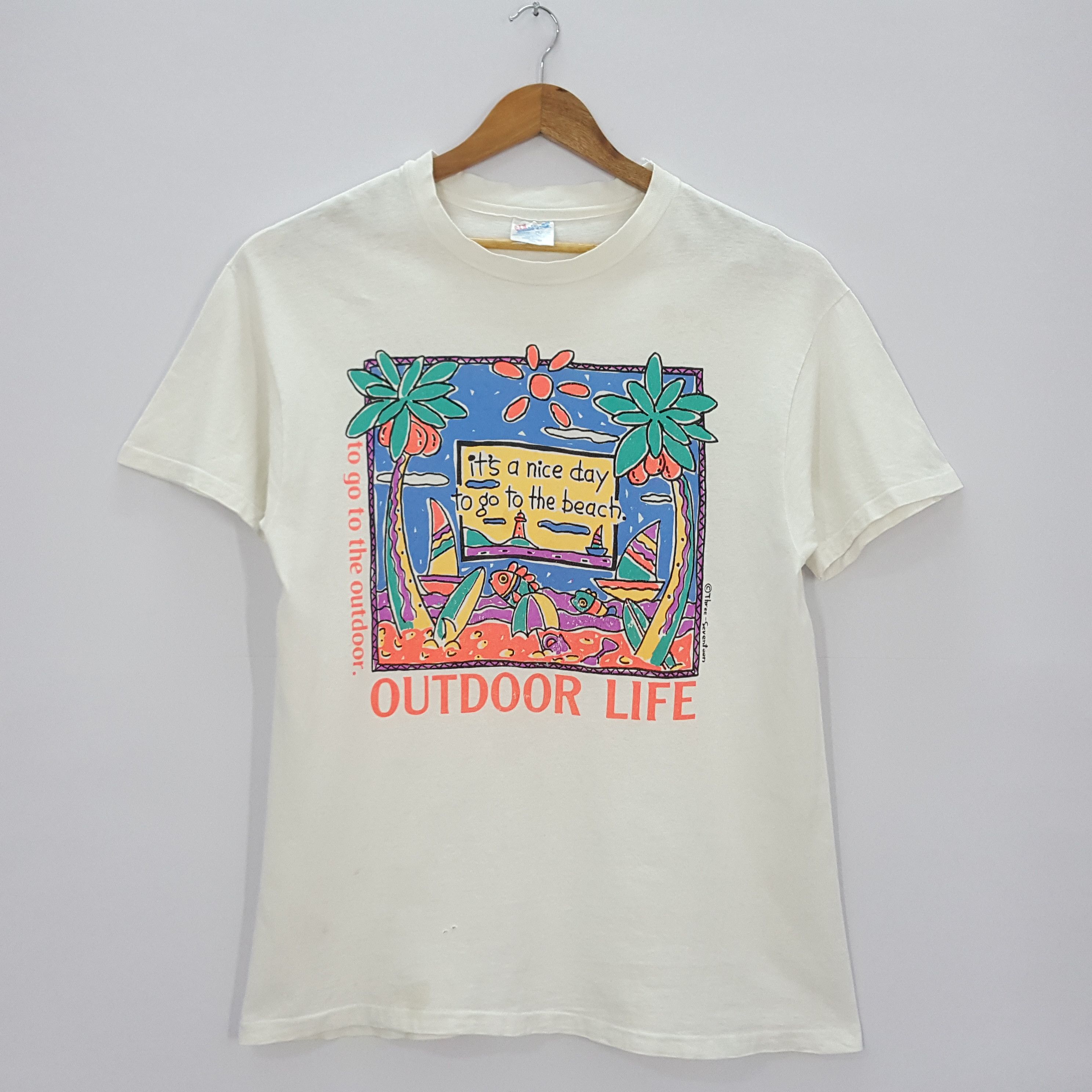 Designer × Vintage Vintage Art beach design t-shirt made in USA Size US L / EU 52-54 / 3 - 1 Thumbnail