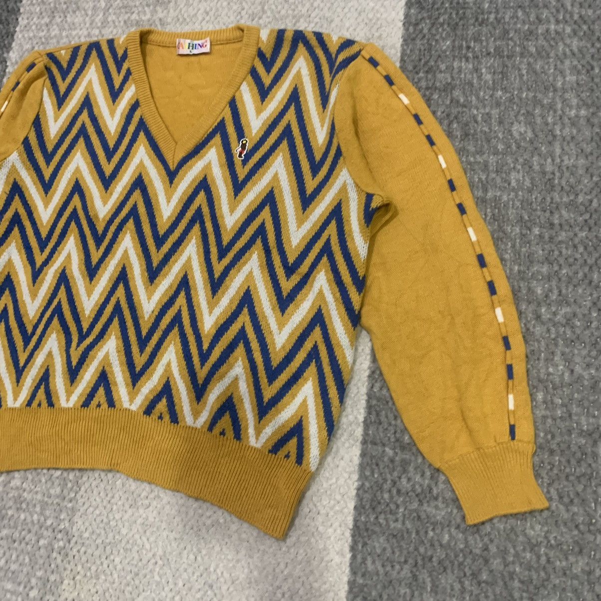 Aran Isles Knitwear × Japanese Brand CASHING Chevron Zigzag Allover Pure Knitwear Jumper Sweater Size M / US 6-8 / IT 42-44 - 6 Thumbnail