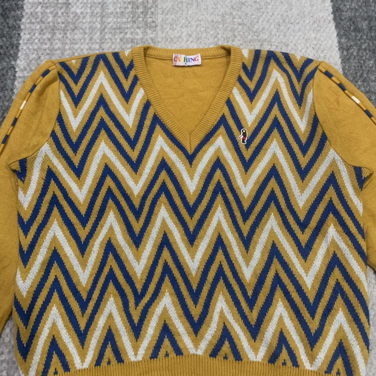 Aran Isles Knitwear × Japanese Brand CASHING Chevron Zigzag Allover Pure Knitwear Jumper Sweater Size M / US 6-8 / IT 42-44 - 3 Thumbnail