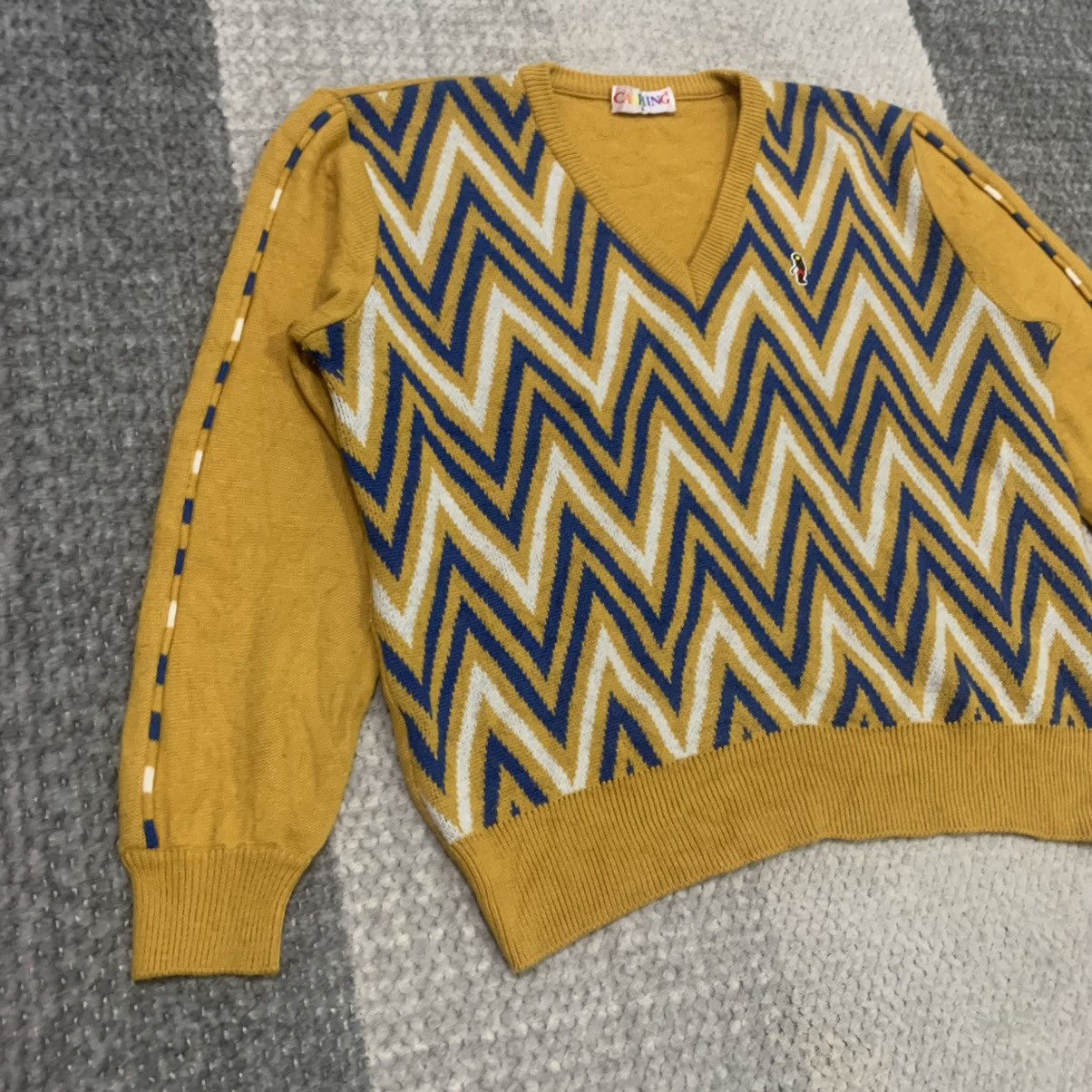 Aran Isles Knitwear × Japanese Brand CASHING Chevron Zigzag Allover Pure Knitwear Jumper Sweater Size M / US 6-8 / IT 42-44 - 5 Thumbnail