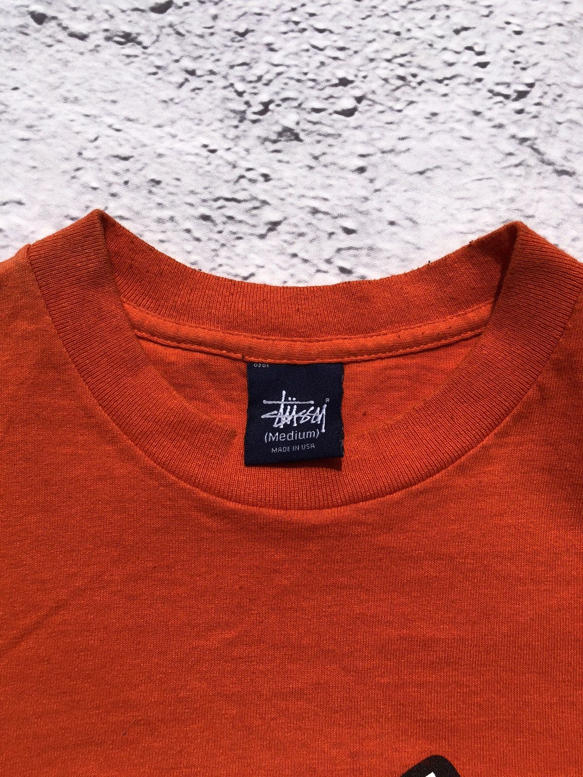 Stussy Vintage 90s Stussy Bones Made USA Orange Tee Size US M / EU 48-50 / 2 - 14 Thumbnail