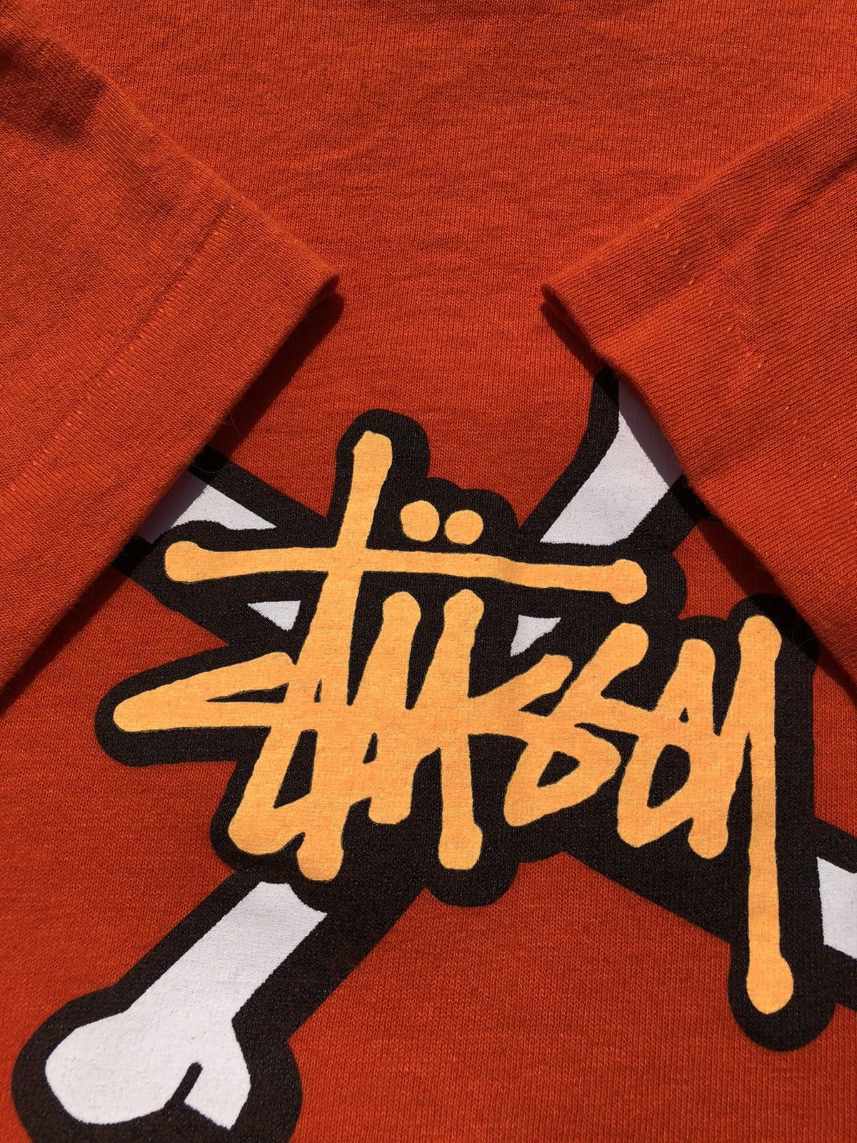 Stussy Vintage 90s Stussy Bones Made USA Orange Tee Size US M / EU 48-50 / 2 - 7 Thumbnail