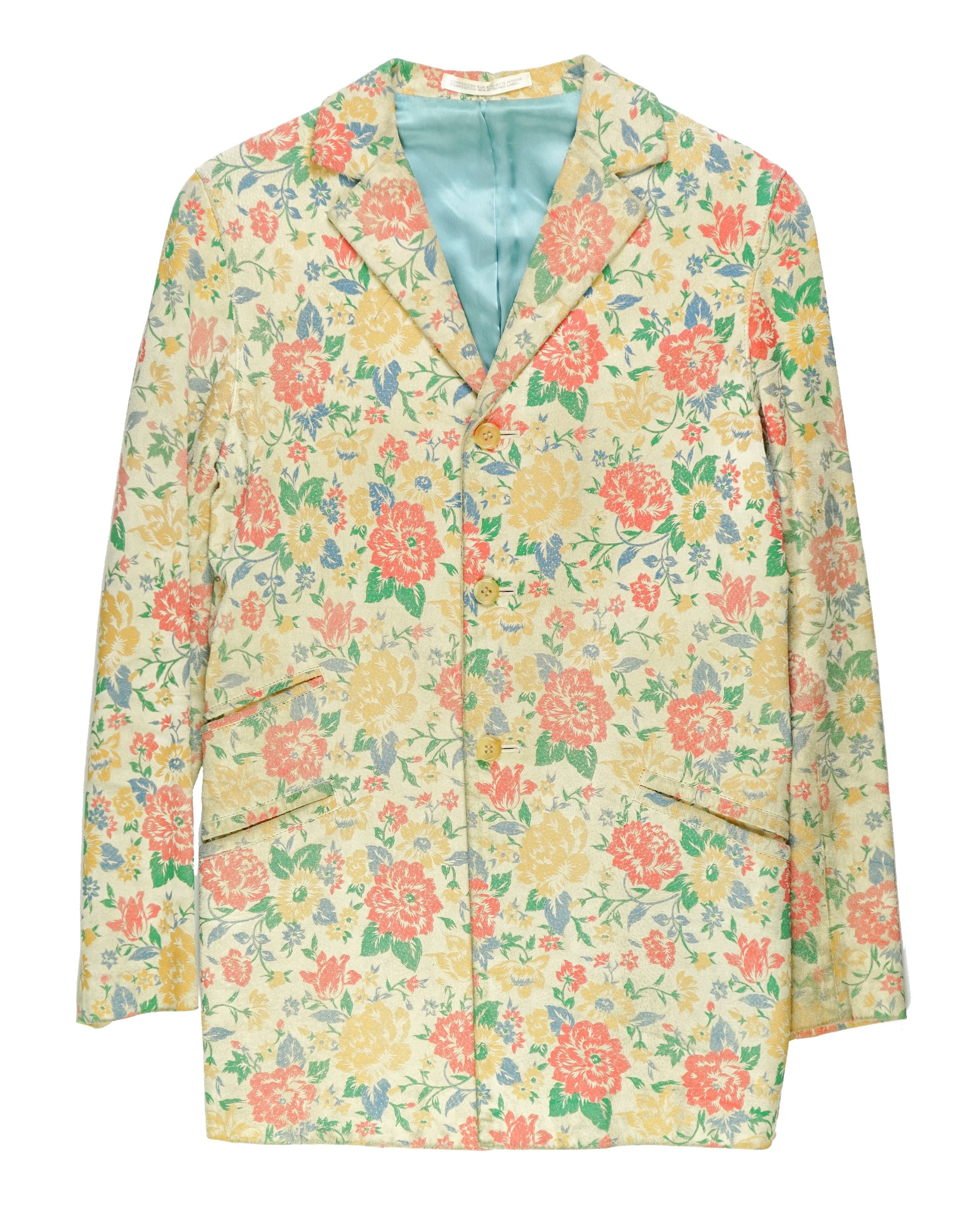 Yohji Yamamoto 80's Leather Floral Blazer Size US S / EU 44-46 / 1 - 1 Thumbnail
