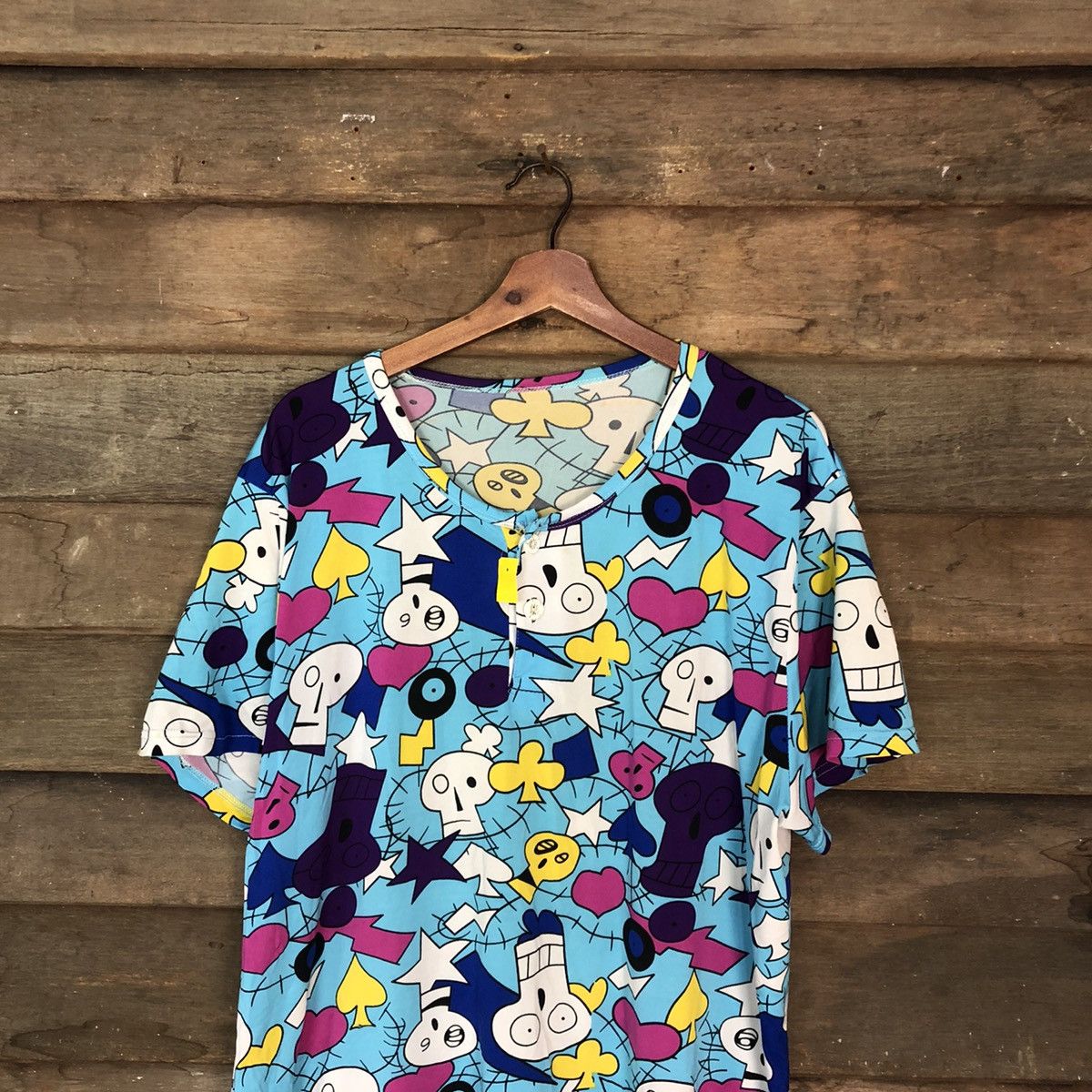 Japanese Brand Cartoon skull Design Blue Full Print tee #2932 Size US L / EU 52-54 / 3 - 7 Thumbnail