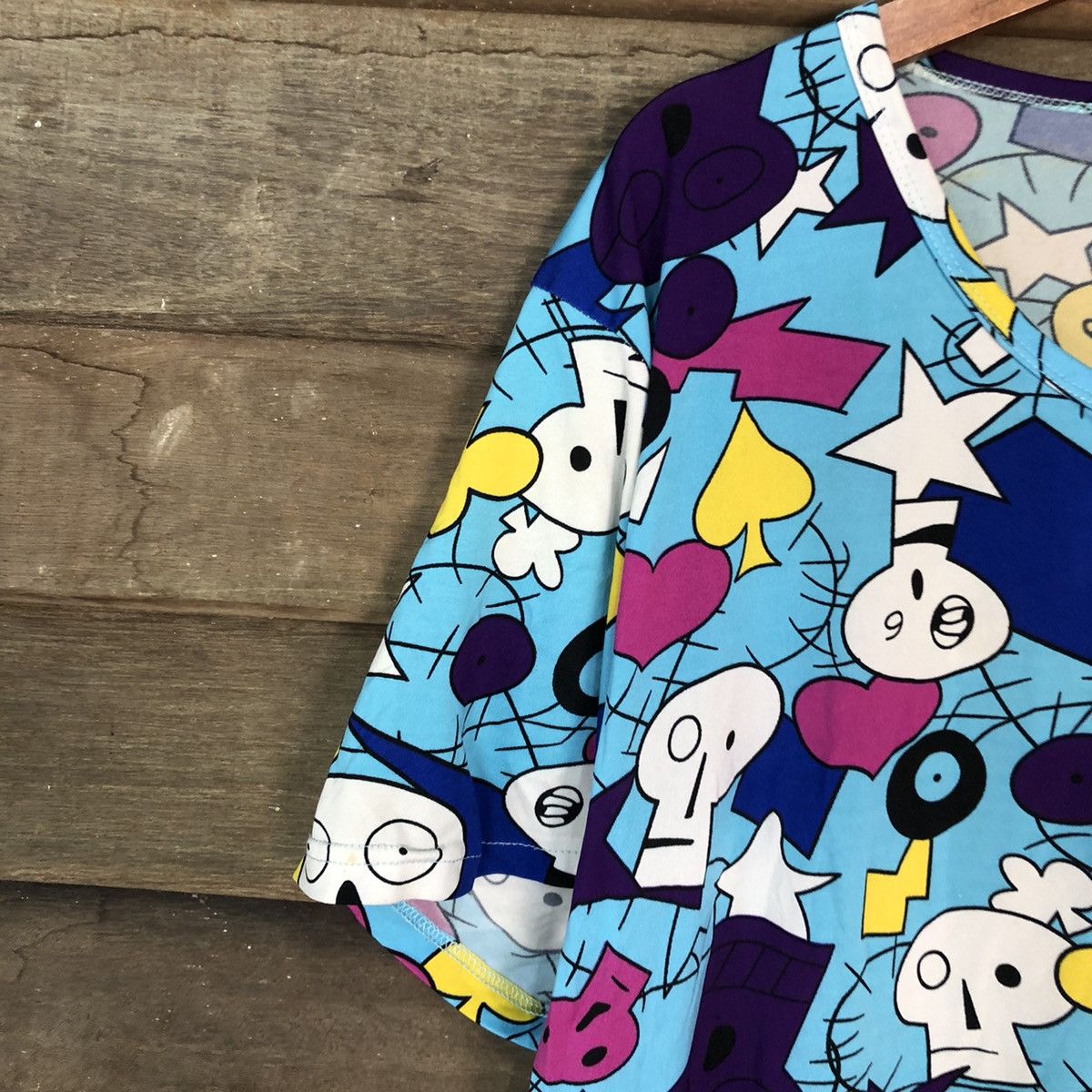 Japanese Brand Cartoon skull Design Blue Full Print tee #2932 Size US L / EU 52-54 / 3 - 5 Thumbnail