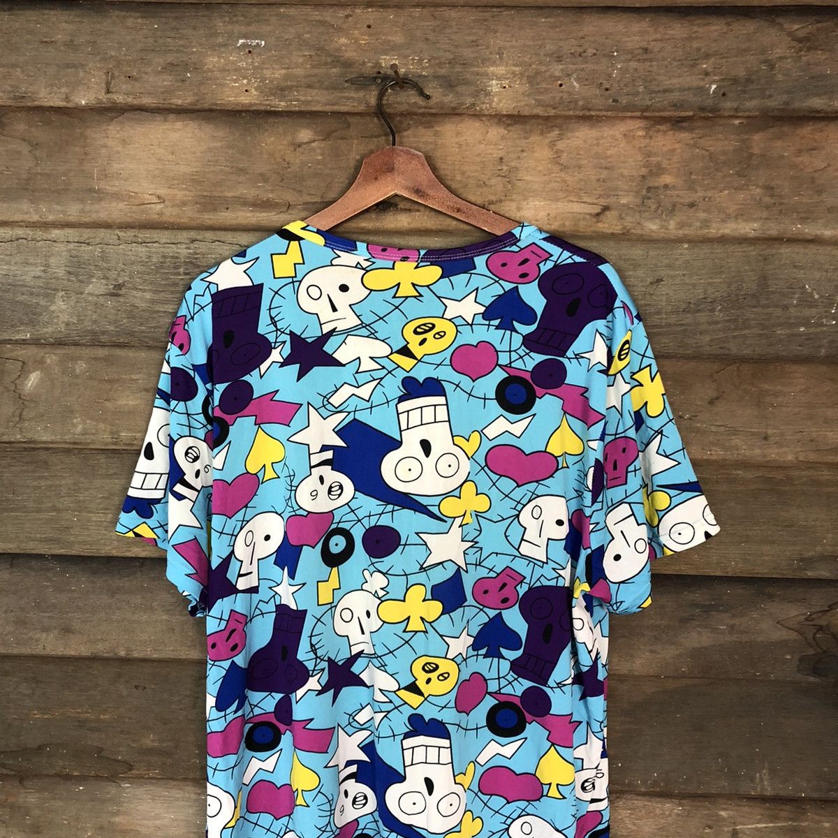 Japanese Brand Cartoon skull Design Blue Full Print tee #2932 Size US L / EU 52-54 / 3 - 10 Thumbnail