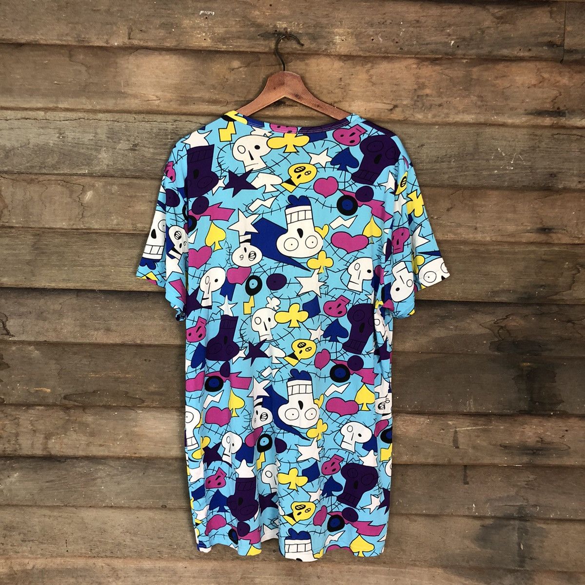Japanese Brand Cartoon skull Design Blue Full Print tee #2932 Size US L / EU 52-54 / 3 - 11 Thumbnail