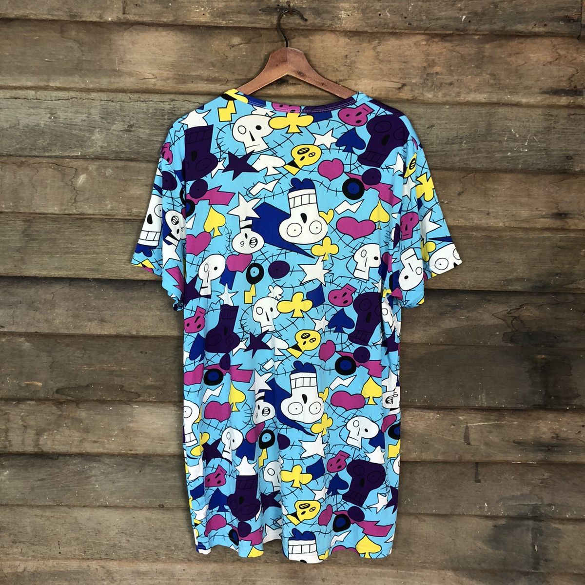 Japanese Brand Cartoon skull Design Blue Full Print tee #2932 Size US L / EU 52-54 / 3 - 9 Thumbnail