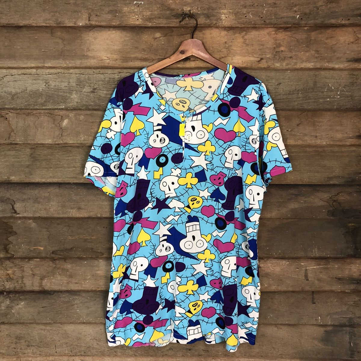 Japanese Brand Cartoon skull Design Blue Full Print tee #2932 Size US L / EU 52-54 / 3 - 3 Thumbnail