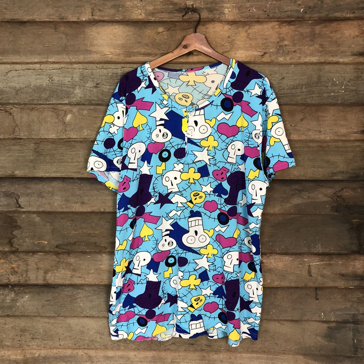 Japanese Brand Cartoon skull Design Blue Full Print tee #2932 Size US L / EU 52-54 / 3 - 1 Thumbnail