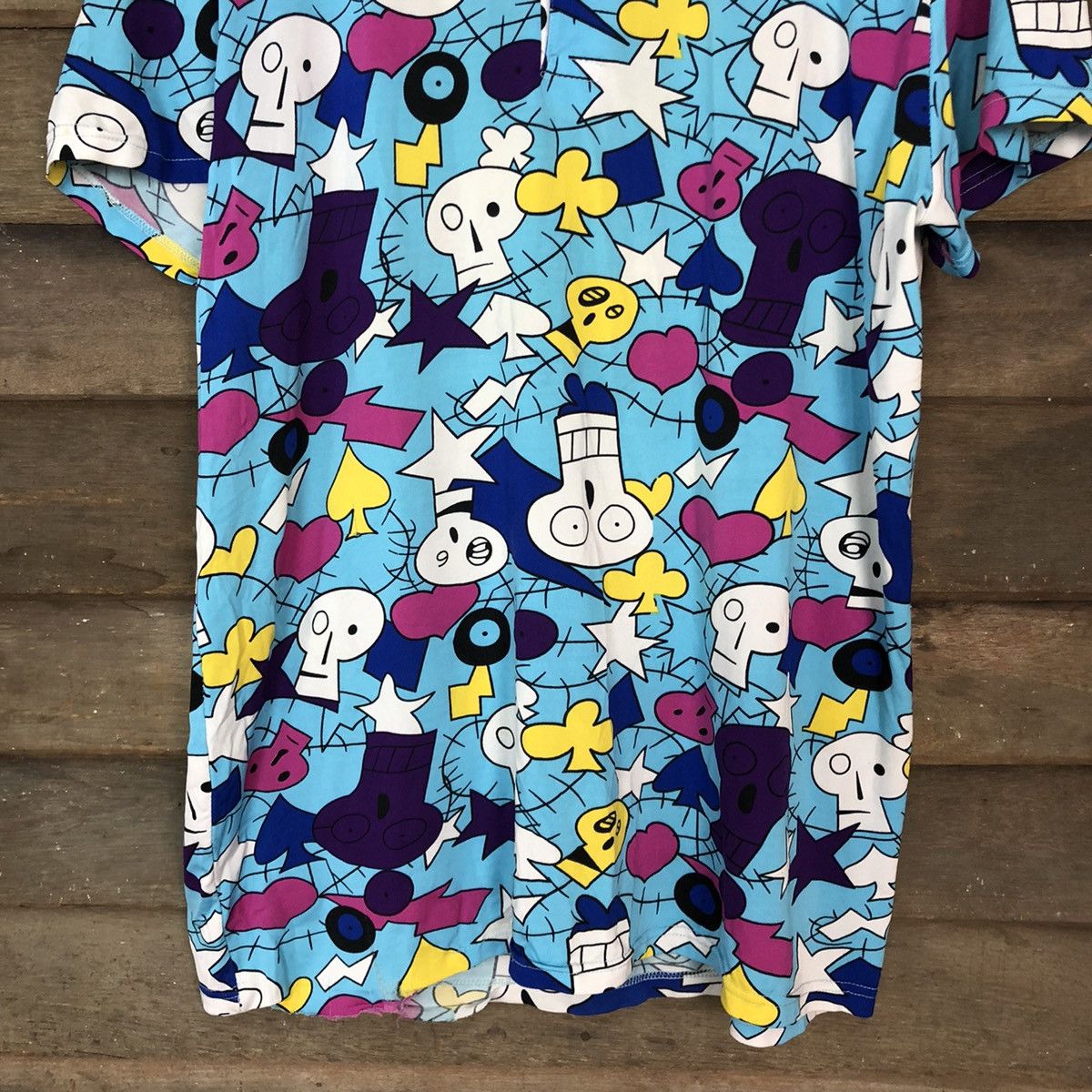 Japanese Brand Cartoon skull Design Blue Full Print tee #2932 Size US L / EU 52-54 / 3 - 6 Thumbnail