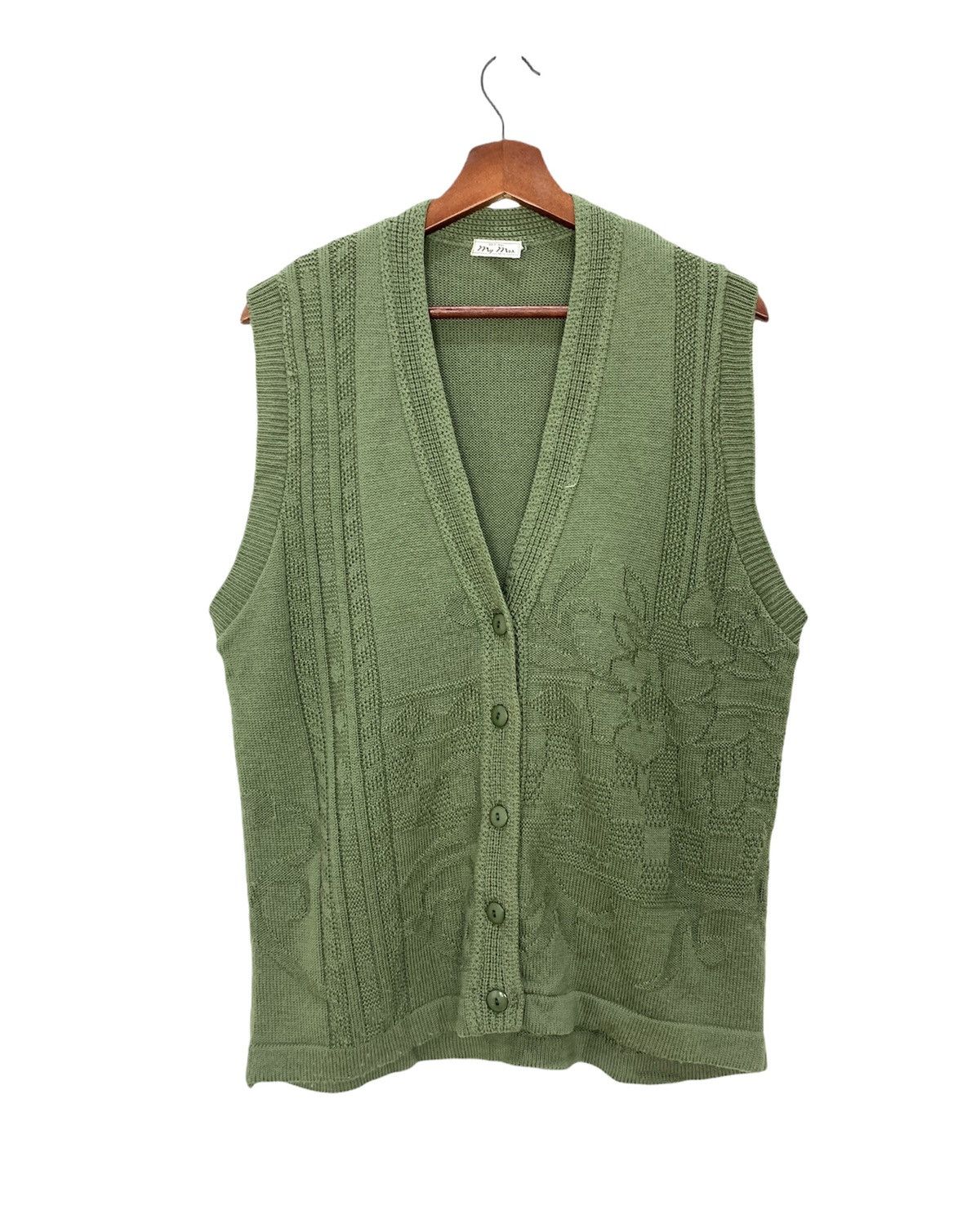 Japanese Brand MY MRS Allover Art Cable Knitwear Patterned Cardigan Vest Size US M / EU 48-50 / 2 - 1 Thumbnail