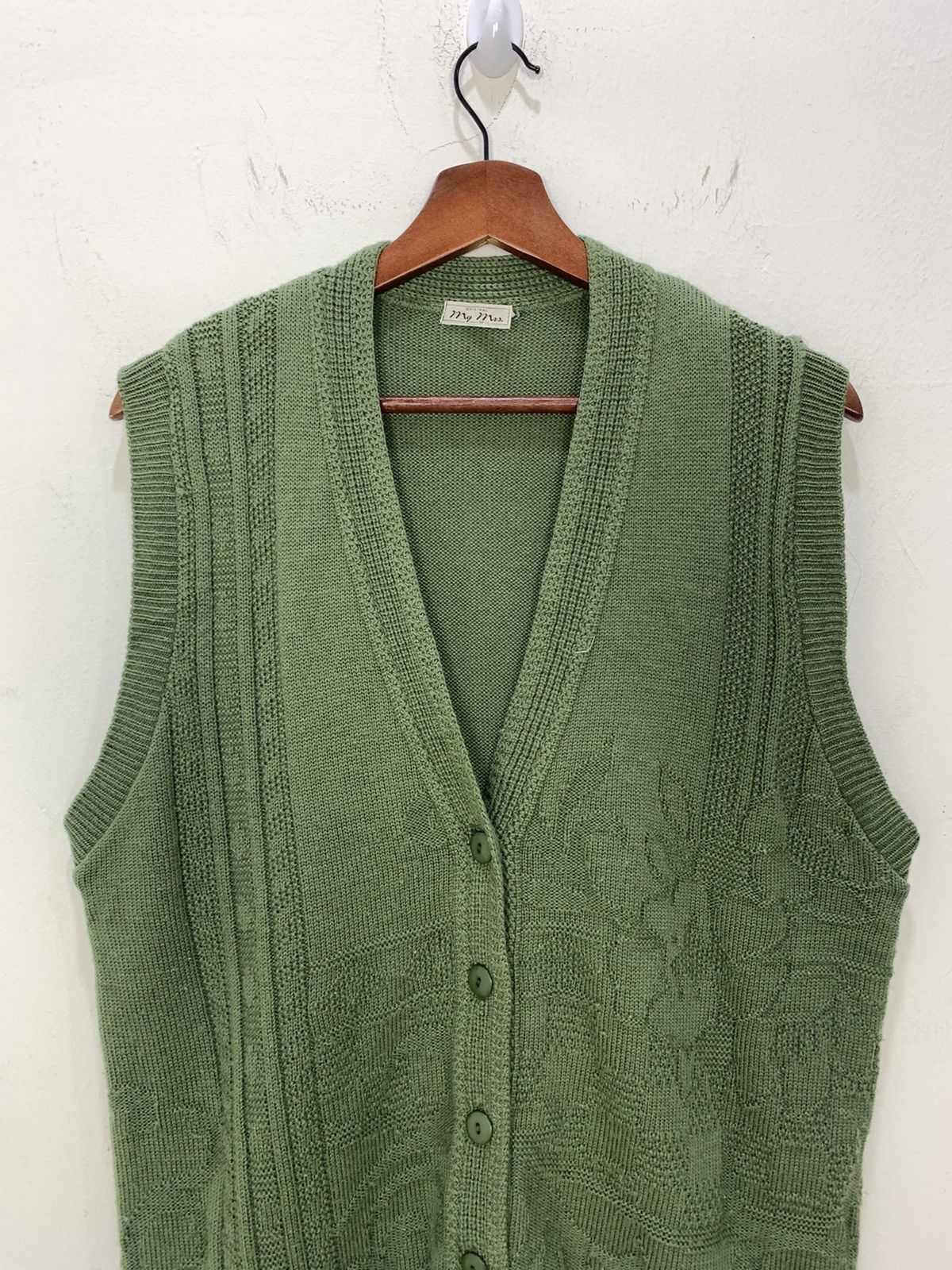 Japanese Brand MY MRS Allover Art Cable Knitwear Patterned Cardigan Vest Size US M / EU 48-50 / 2 - 3 Thumbnail
