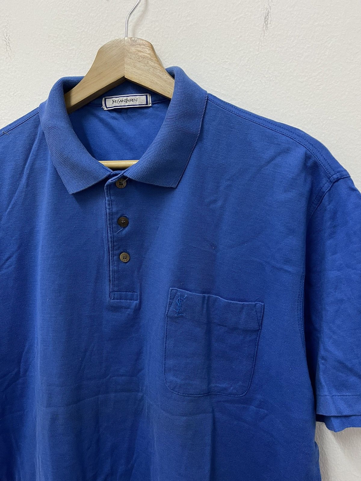 Vintage × Yves Saint Laurent Vintage YSL Half Button Single Pocket Tshirt Size US M / EU 48-50 / 2 - 2 Thumbnail