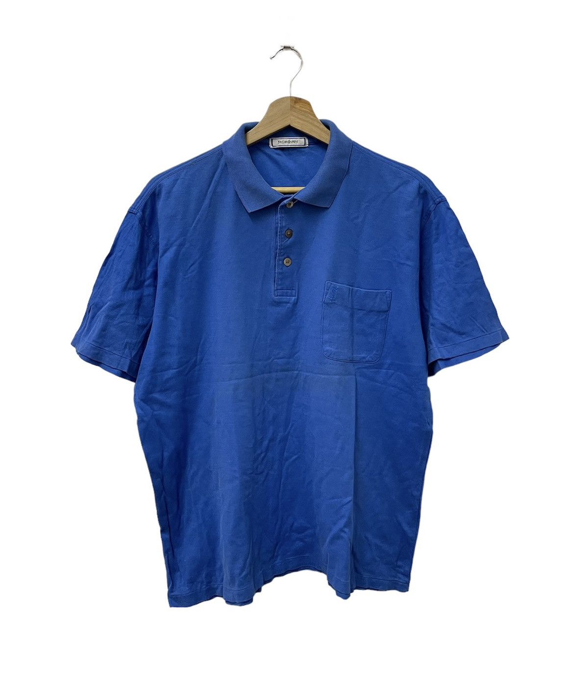 Vintage × Yves Saint Laurent Vintage YSL Half Button Single Pocket Tshirt Size US M / EU 48-50 / 2 - 1 Thumbnail