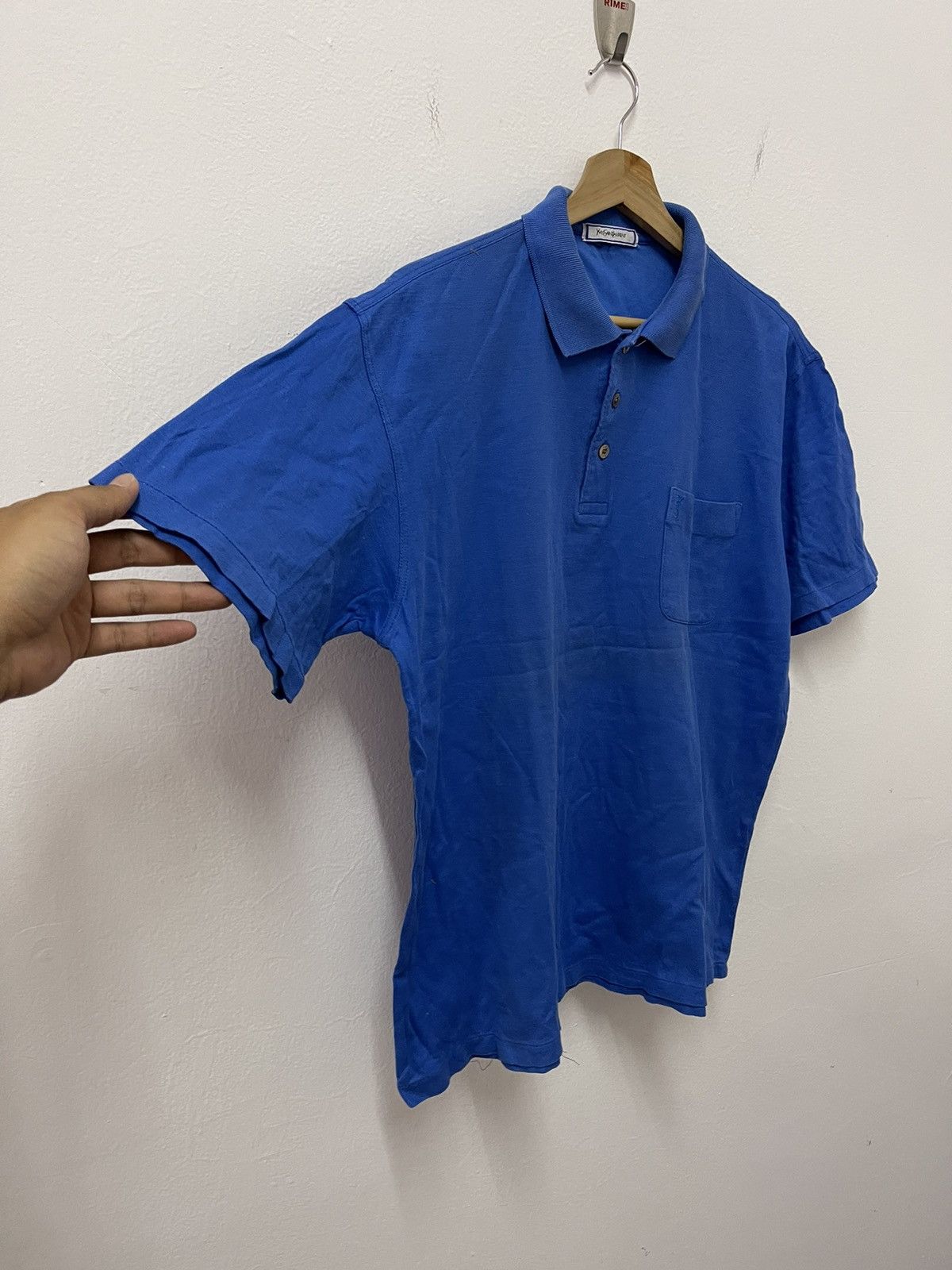 Vintage × Yves Saint Laurent Vintage YSL Half Button Single Pocket Tshirt Size US M / EU 48-50 / 2 - 5 Thumbnail