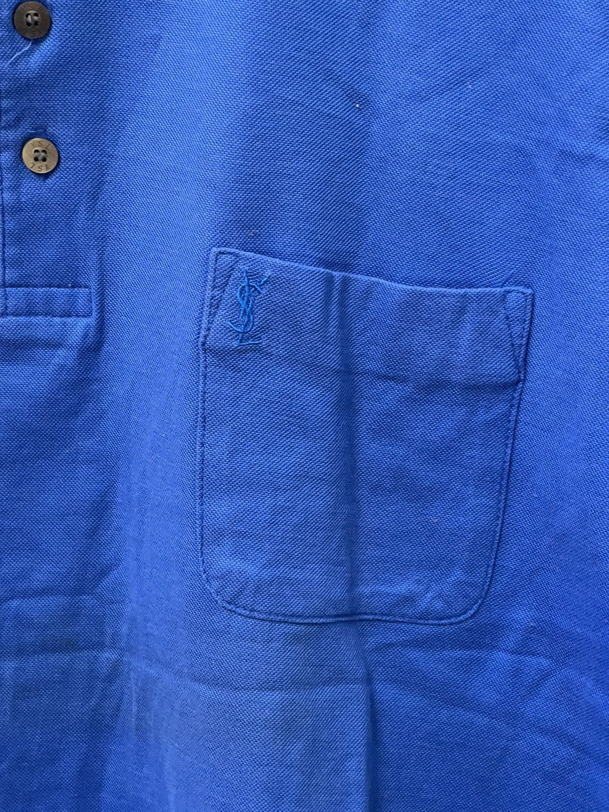 Vintage × Yves Saint Laurent Vintage YSL Half Button Single Pocket Tshirt Size US M / EU 48-50 / 2 - 3 Thumbnail