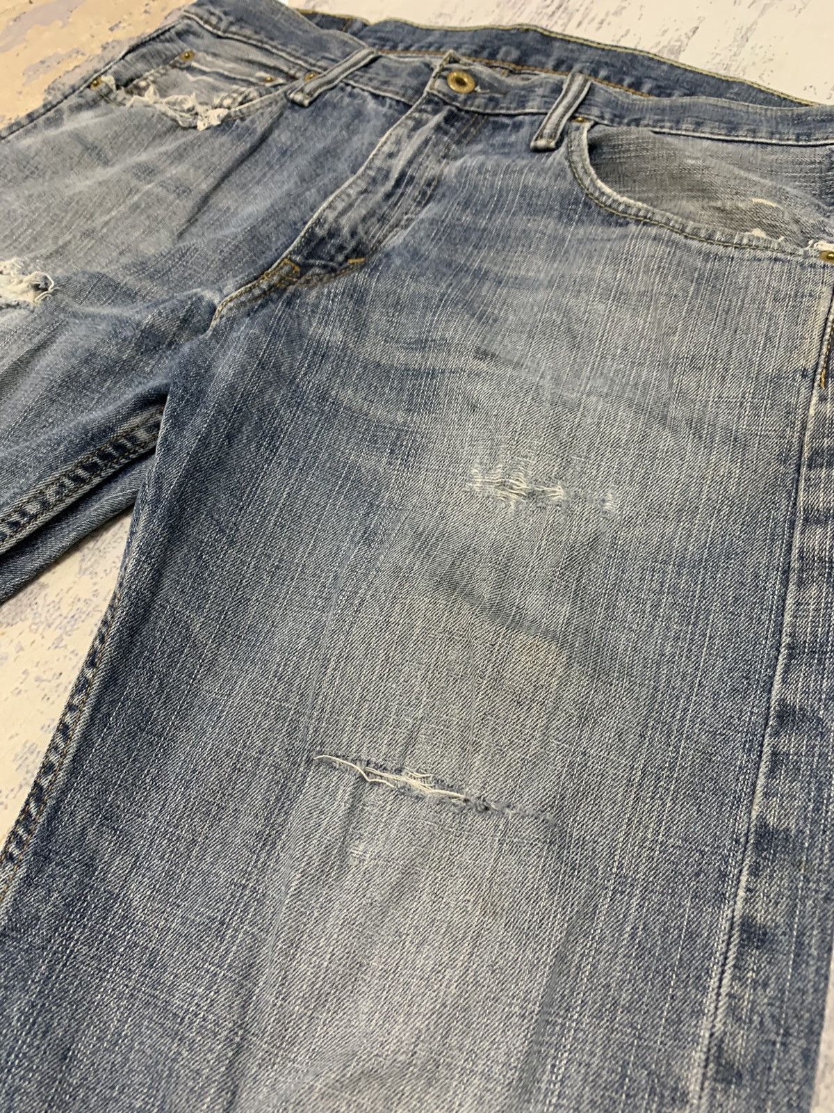 Levi's Vintage Levi’ 569 Trashed Distressed Jeans 36x29.5 Size US 36 / EU 52 - 5 Thumbnail