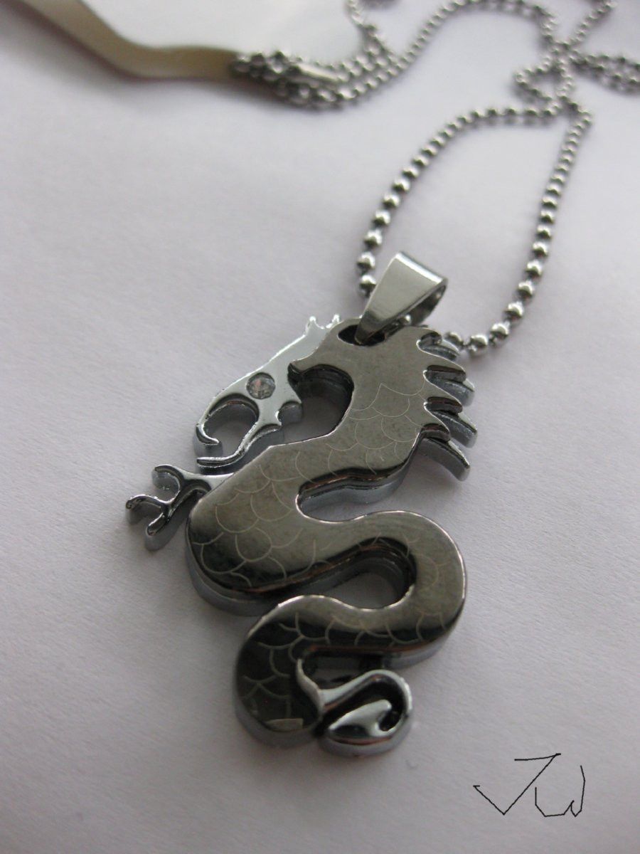 Jewelry Black Dragon Stainless Steel Necklace Size ONE SIZE - 1 Preview