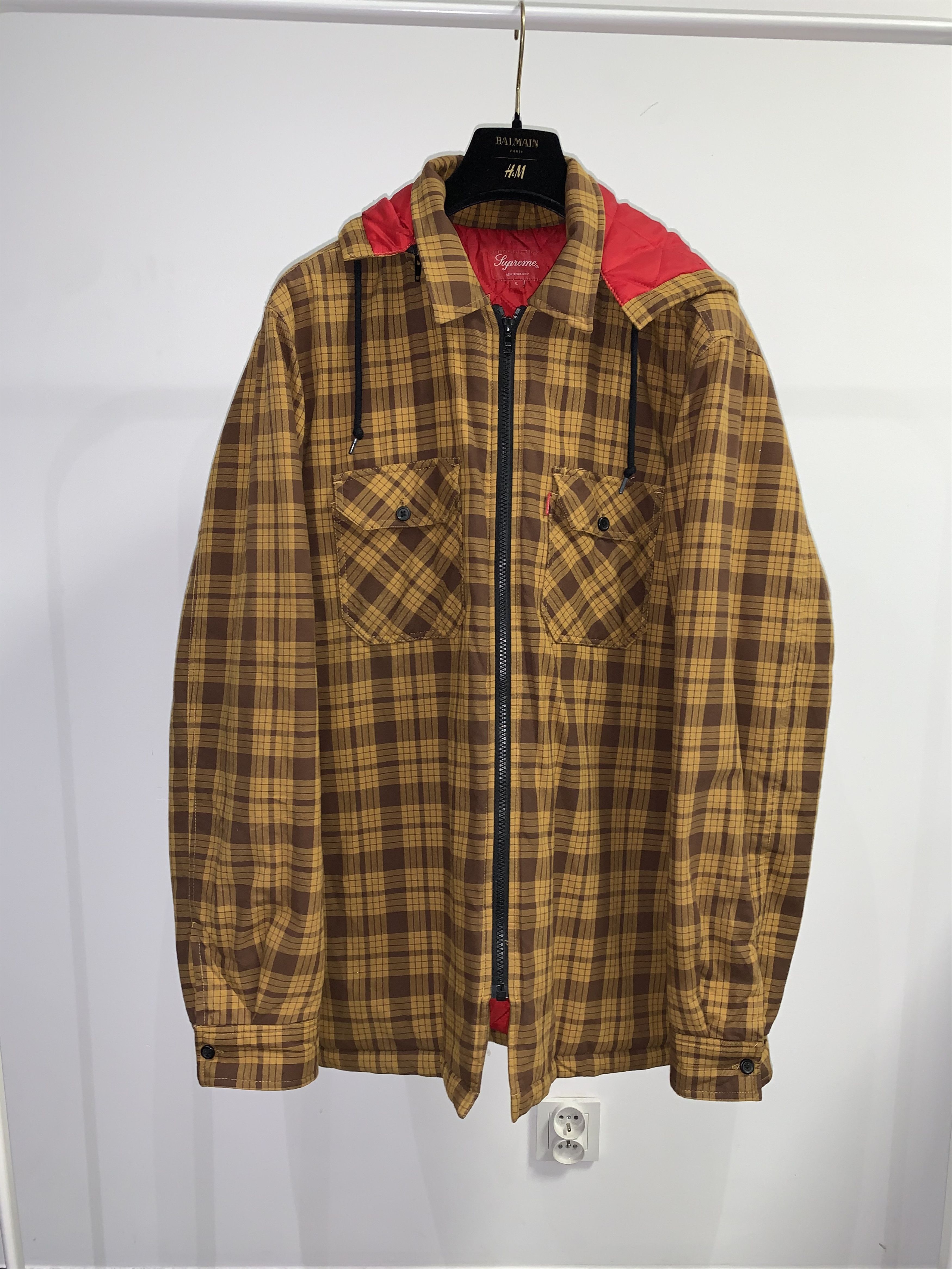 Supreme FW14 Supreme Quilted Zip Flannel Hooded Shirt Size US L / EU 52-54 / 3 - 5 Thumbnail