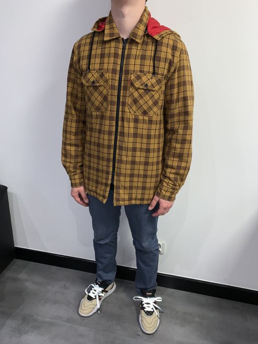 Supreme quilted hooded online plaid shirt