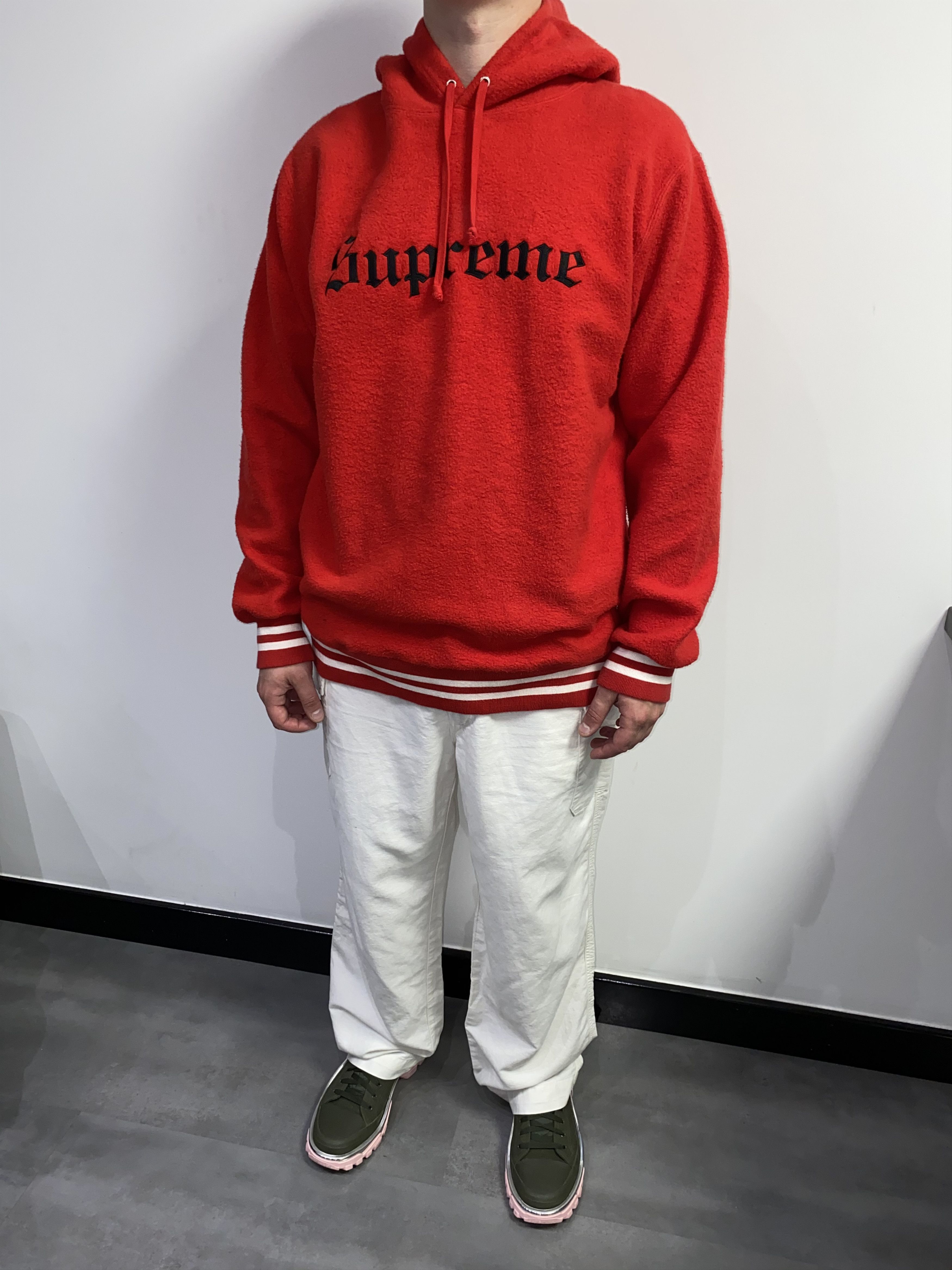 image of Fw16 Supreme Big Logo Red Fleece Hoodie, Men's (Size XL)