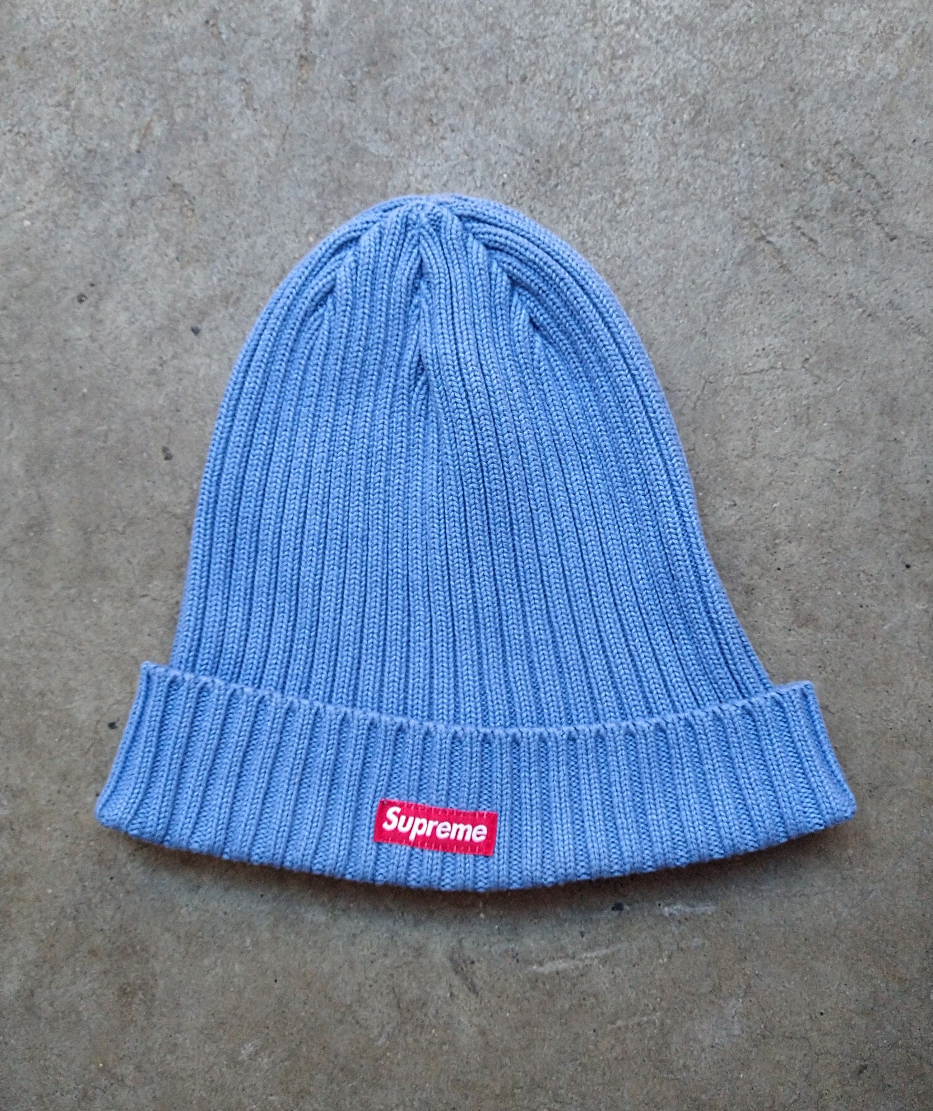 Supreme overdyed split white store blue beanie