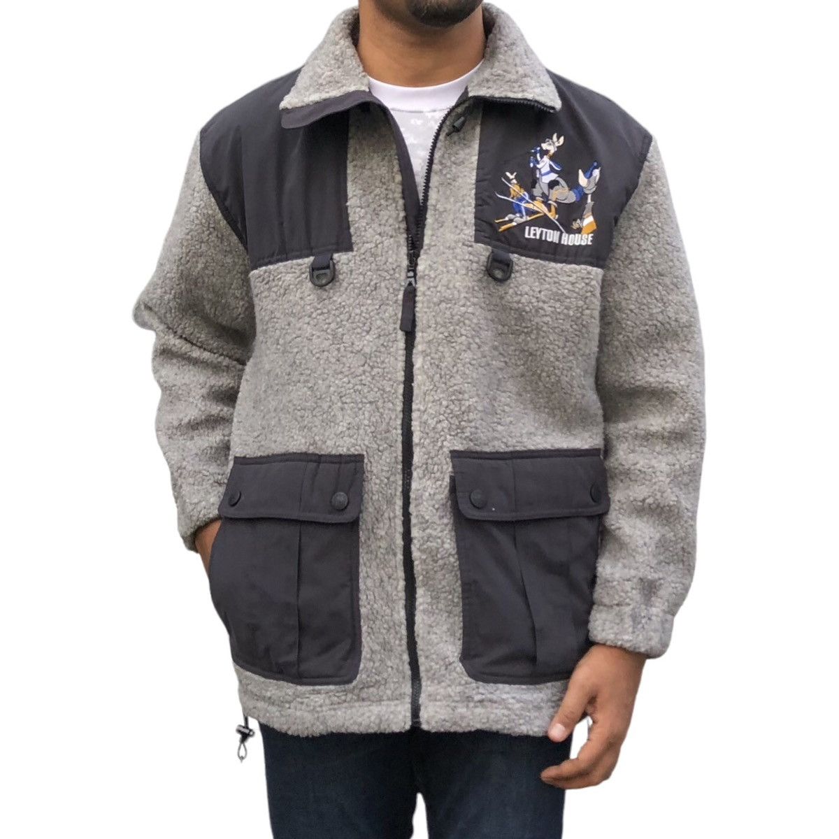 image of Vintage Leyton House Fleece Versus Sport Jacket in Grey, Men's (Size Medium)