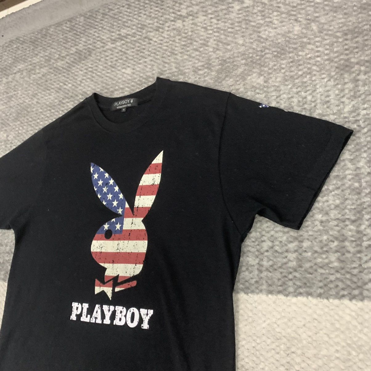 Japanese Brand × Playboy PLAYBOY USA Flag Black Label Big Logo Streetwear Tee Tshirt Size US M / EU 48-50 / 2 - 6 Thumbnail