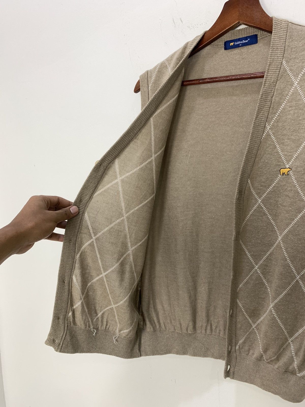 Aran Sweater Market × Golden Bear GOLDEN BEAR Allover Argyle Knitwear Patterned Vest Cardigan Size US M / EU 48-50 / 2 - 12 Thumbnail