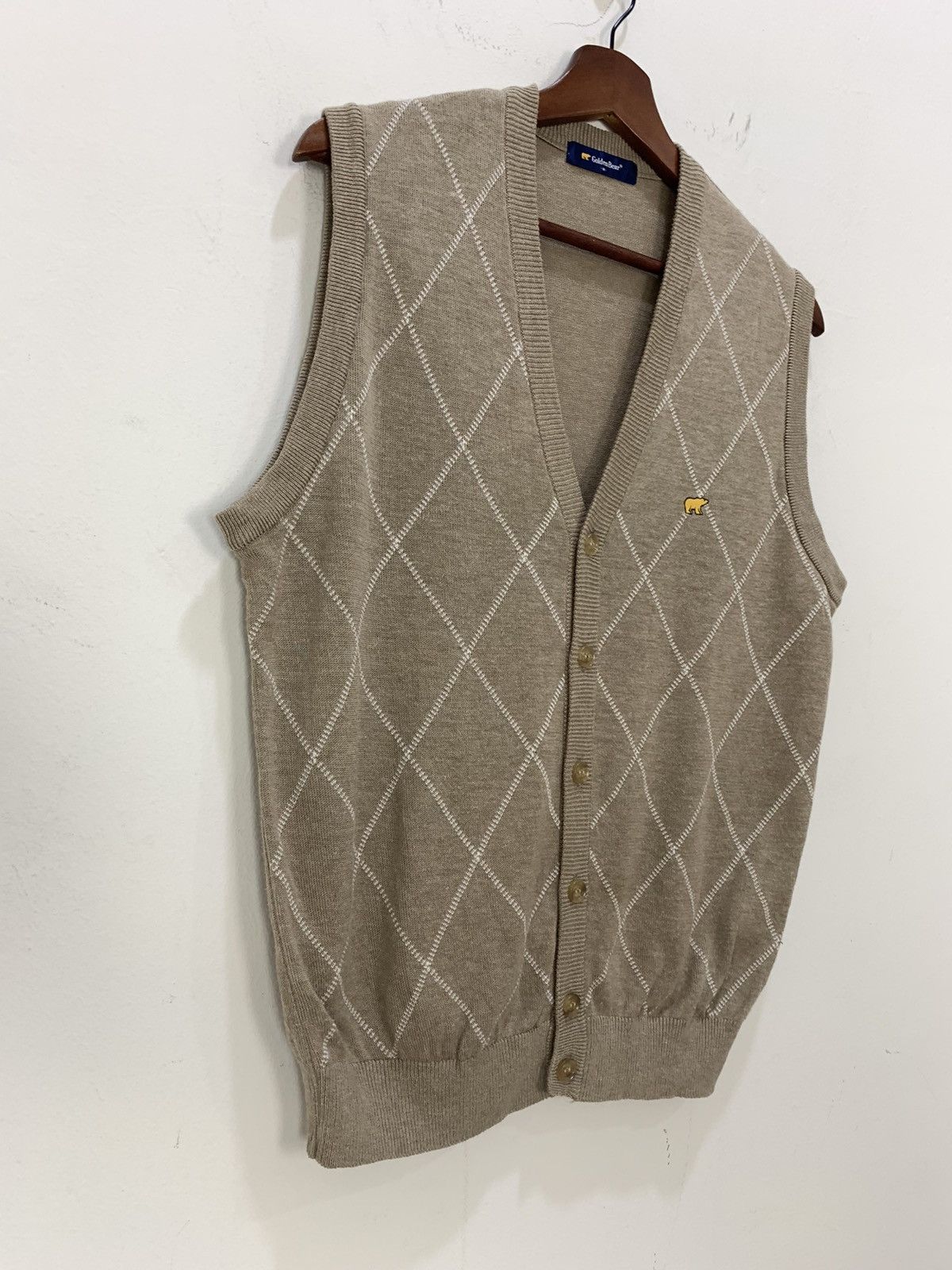Aran Sweater Market × Golden Bear GOLDEN BEAR Allover Argyle Knitwear Patterned Vest Cardigan Size US M / EU 48-50 / 2 - 4 Thumbnail