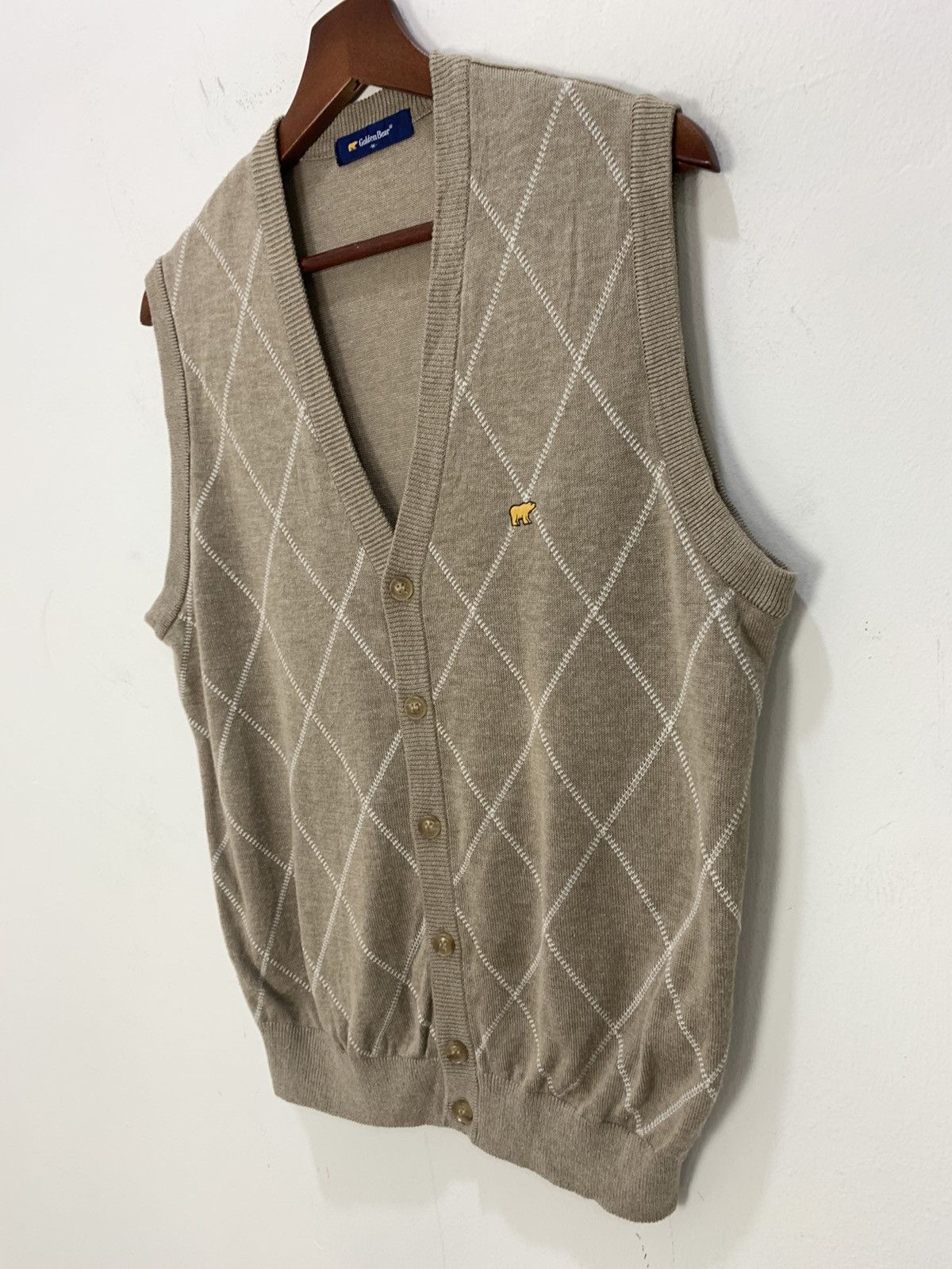Aran Sweater Market × Golden Bear GOLDEN BEAR Allover Argyle Knitwear Patterned Vest Cardigan Size US M / EU 48-50 / 2 - 1 Thumbnail