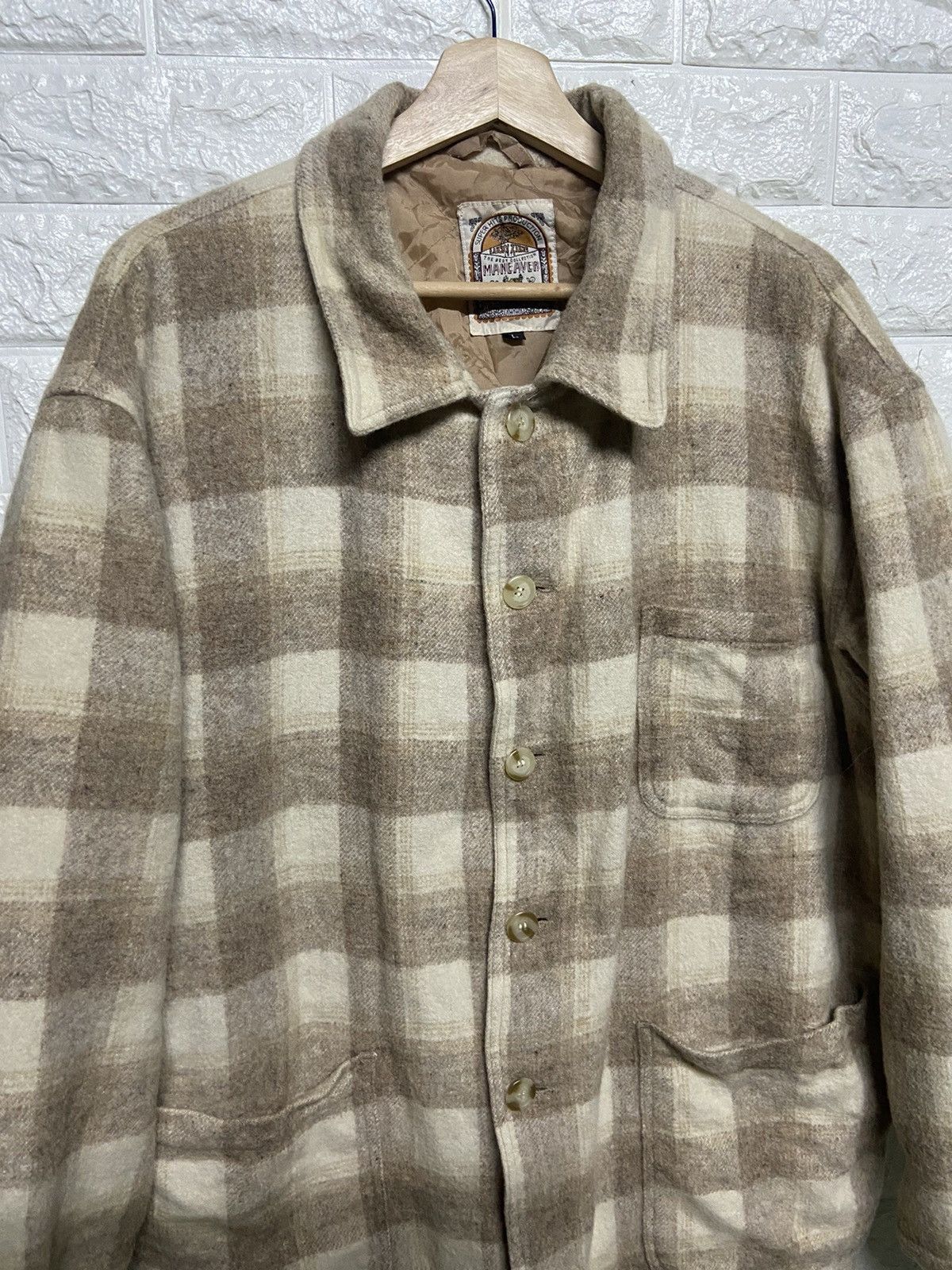Flannel Vintage Maneaver Checkered Button Up Wool Flannel Jacket Size US L / EU 52-54 / 3 - 3 Thumbnail